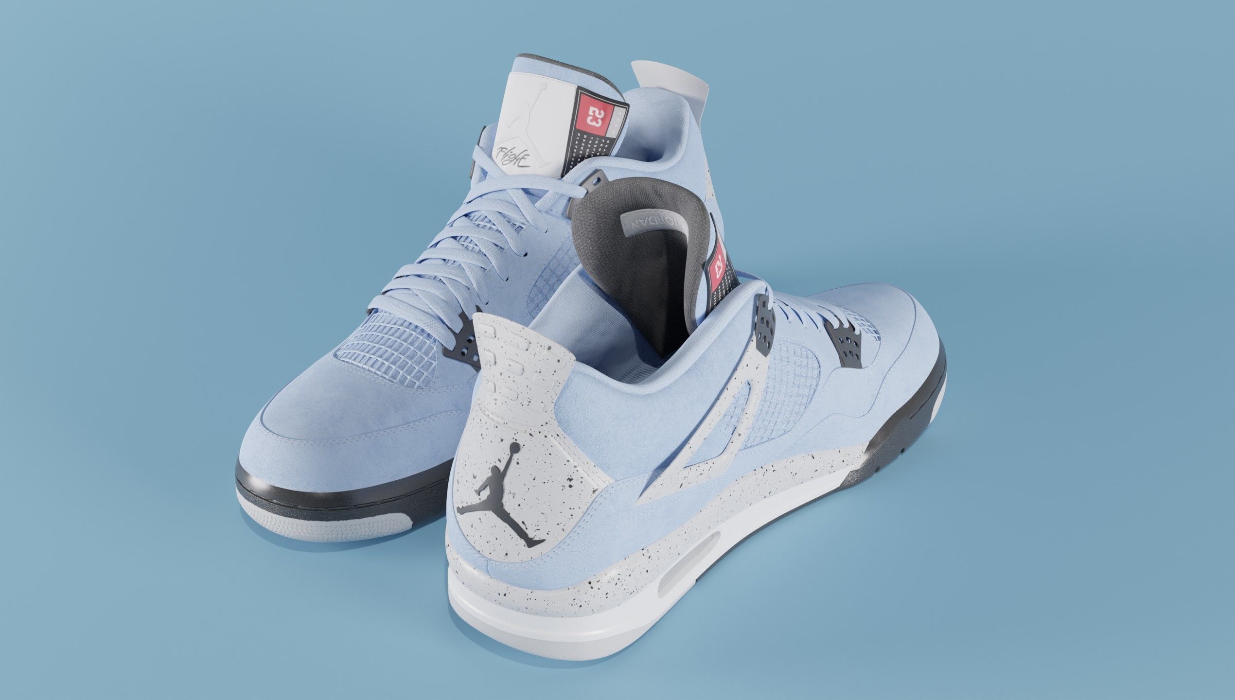 Nike Air Jordan 4 University Blue Shoe Low-poly 3D model_58
