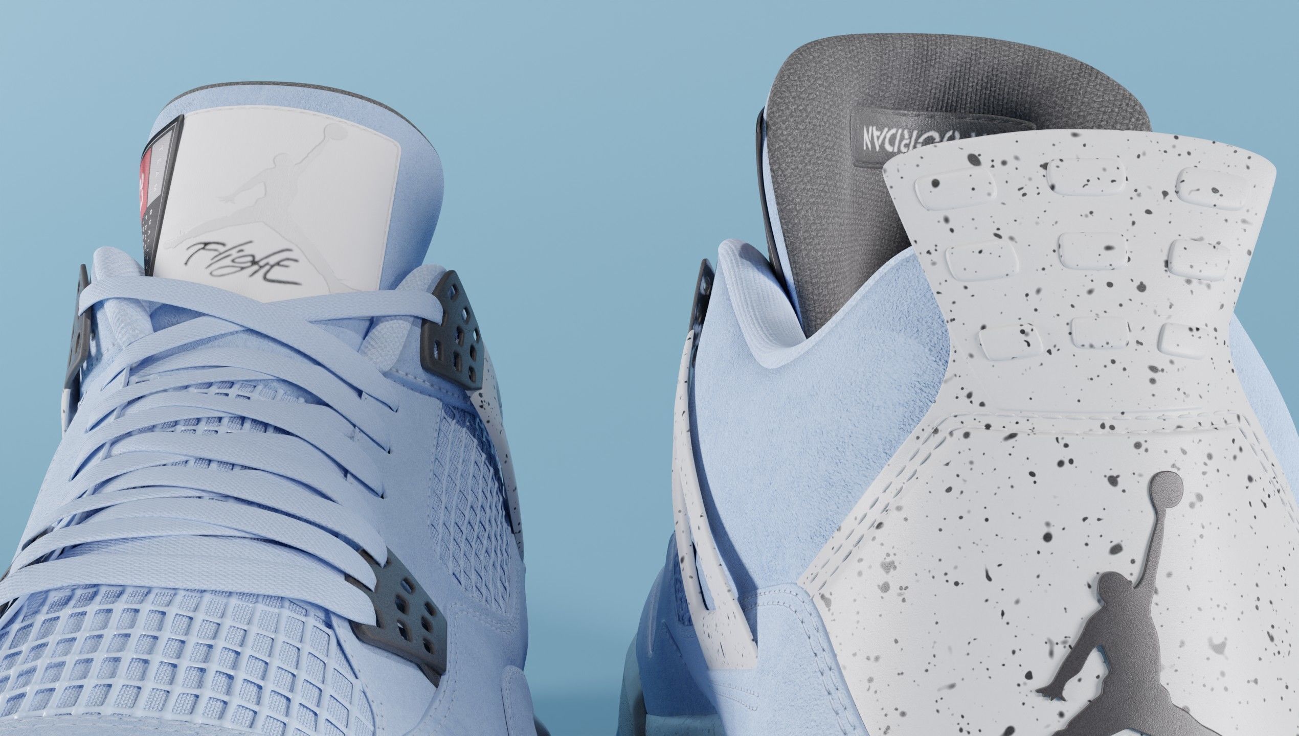 Nike Air Jordan 4 University Blue Shoe Low-poly 3D model_48