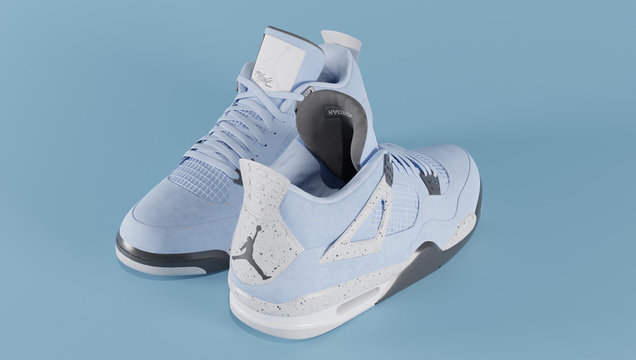 Nike Air Jordan 4 University Blue Shoe Low-poly 3D model_38