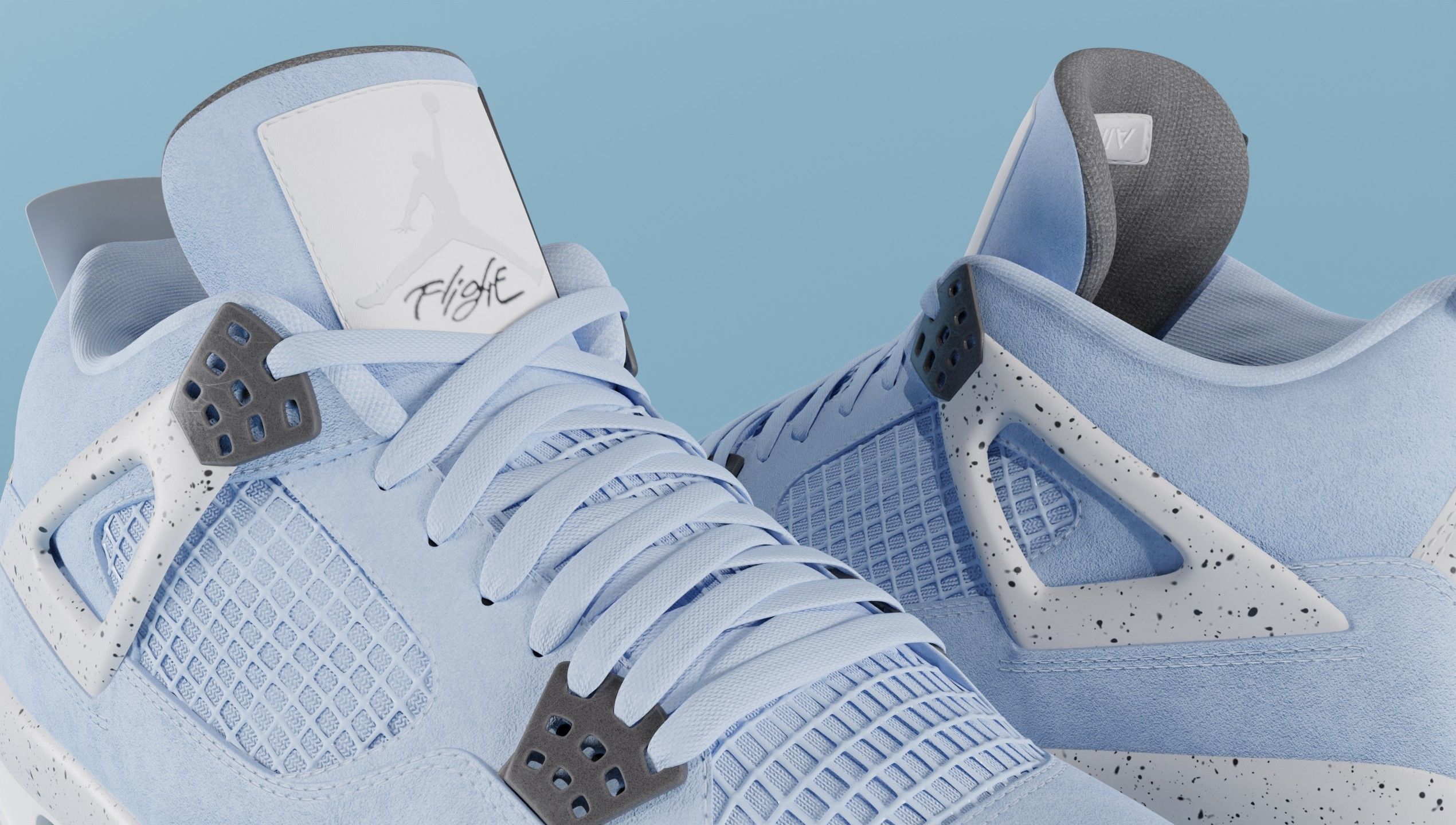 Nike Air Jordan 4 University Blue Shoe Low-poly 3D model_28