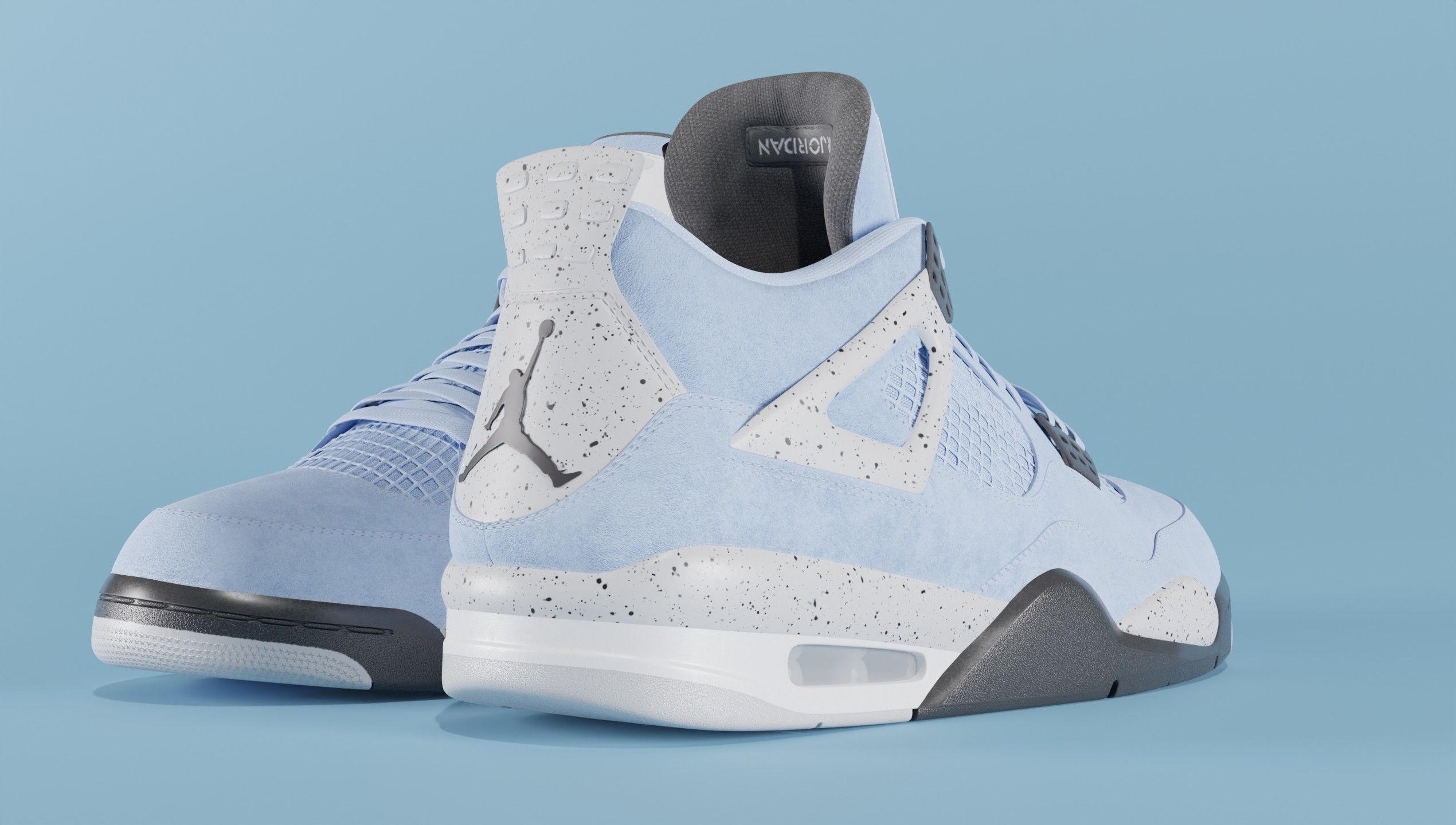 Nike Air Jordan 4 University Blue Shoe Low-poly 3D model_36