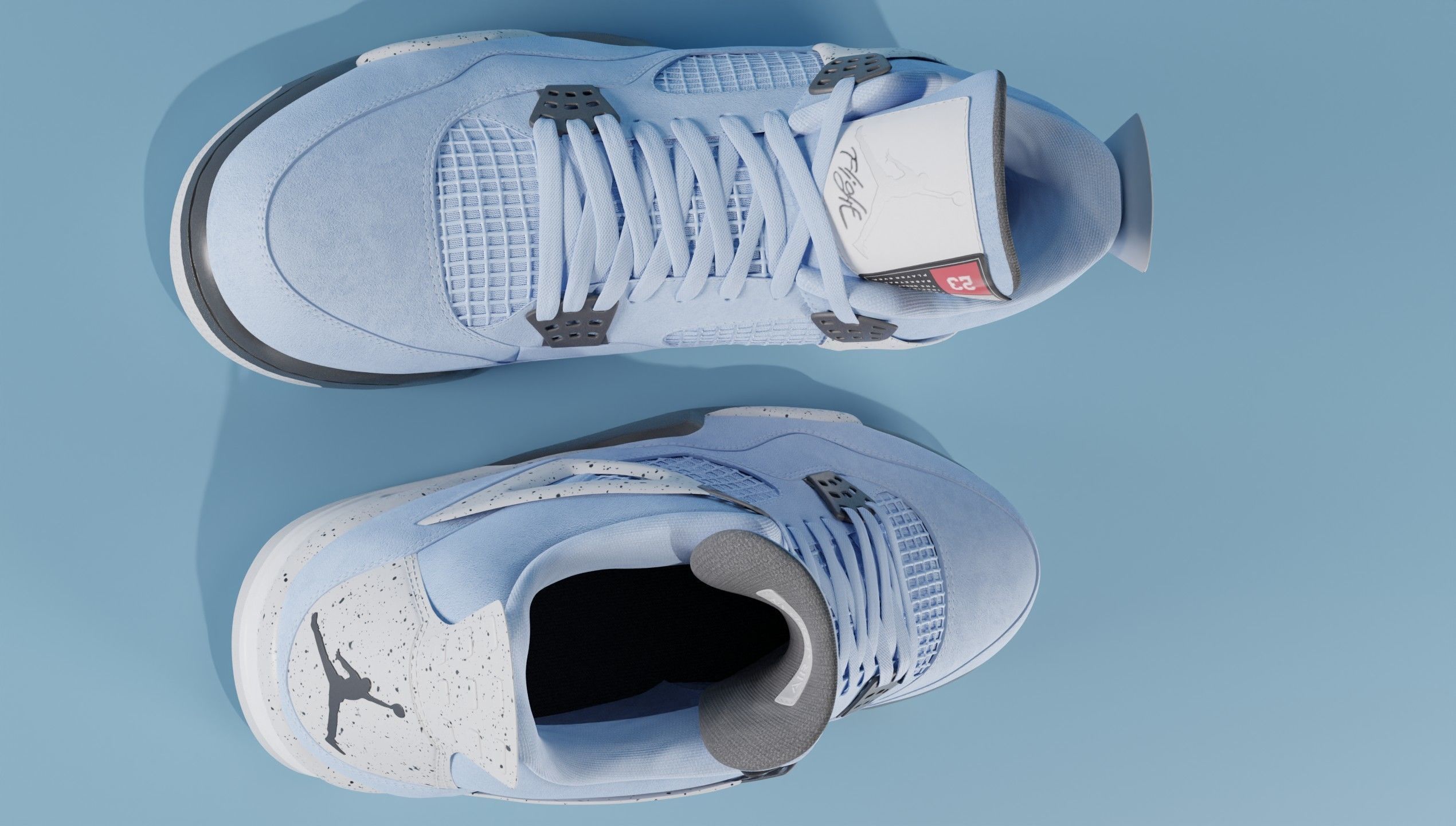 Nike Air Jordan 4 University Blue Shoe Low-poly 3D model_56