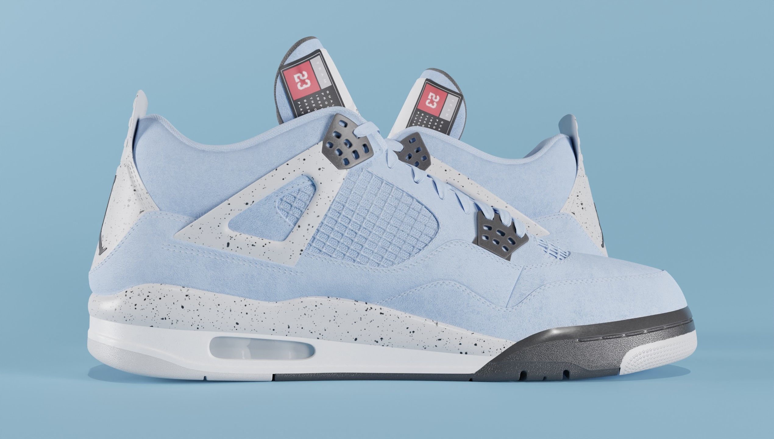 Nike Air Jordan 4 University Blue Shoe Low-poly 3D model_53