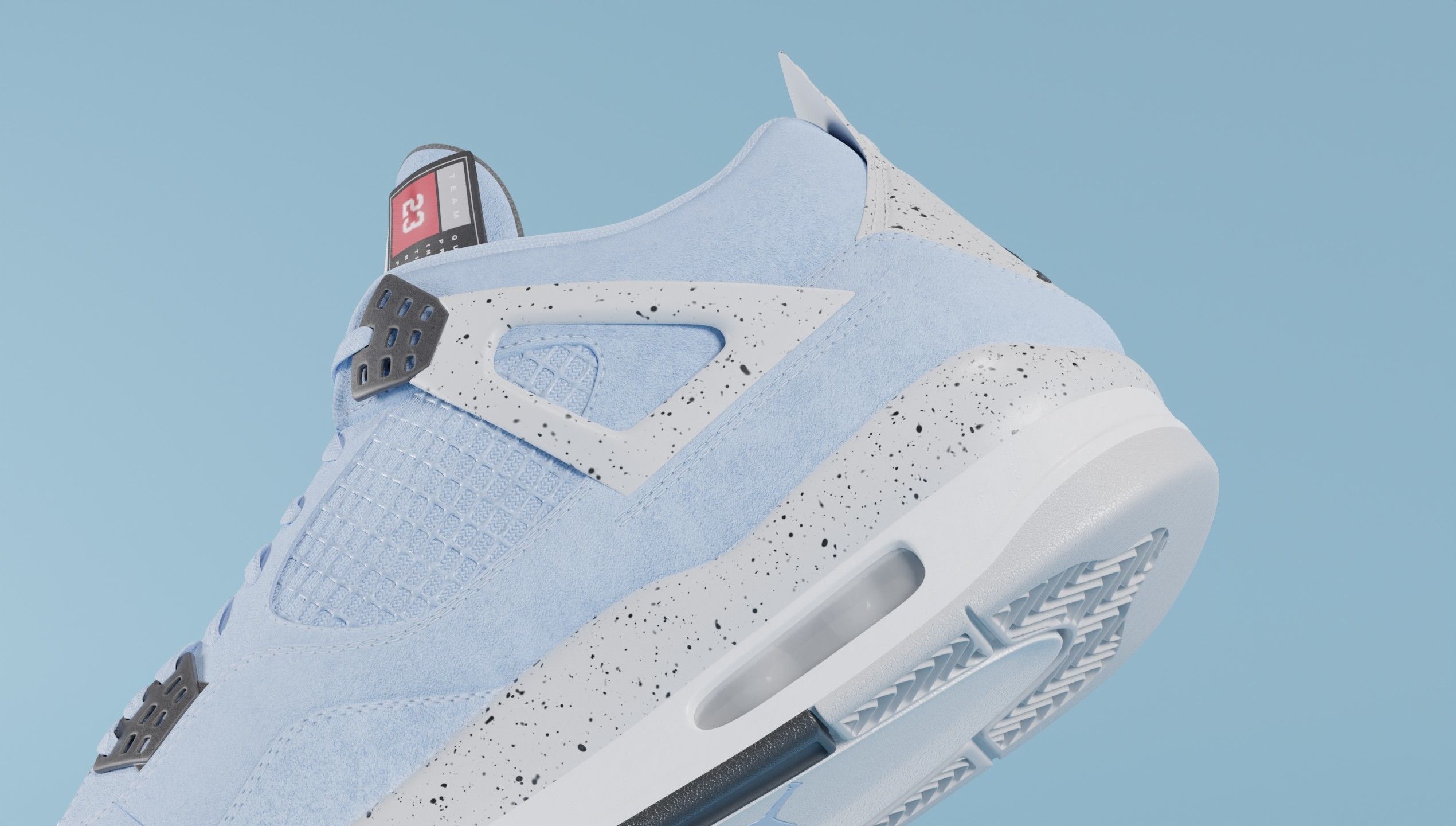 Nike Air Jordan 4 University Blue Shoe Low-poly 3D model_17