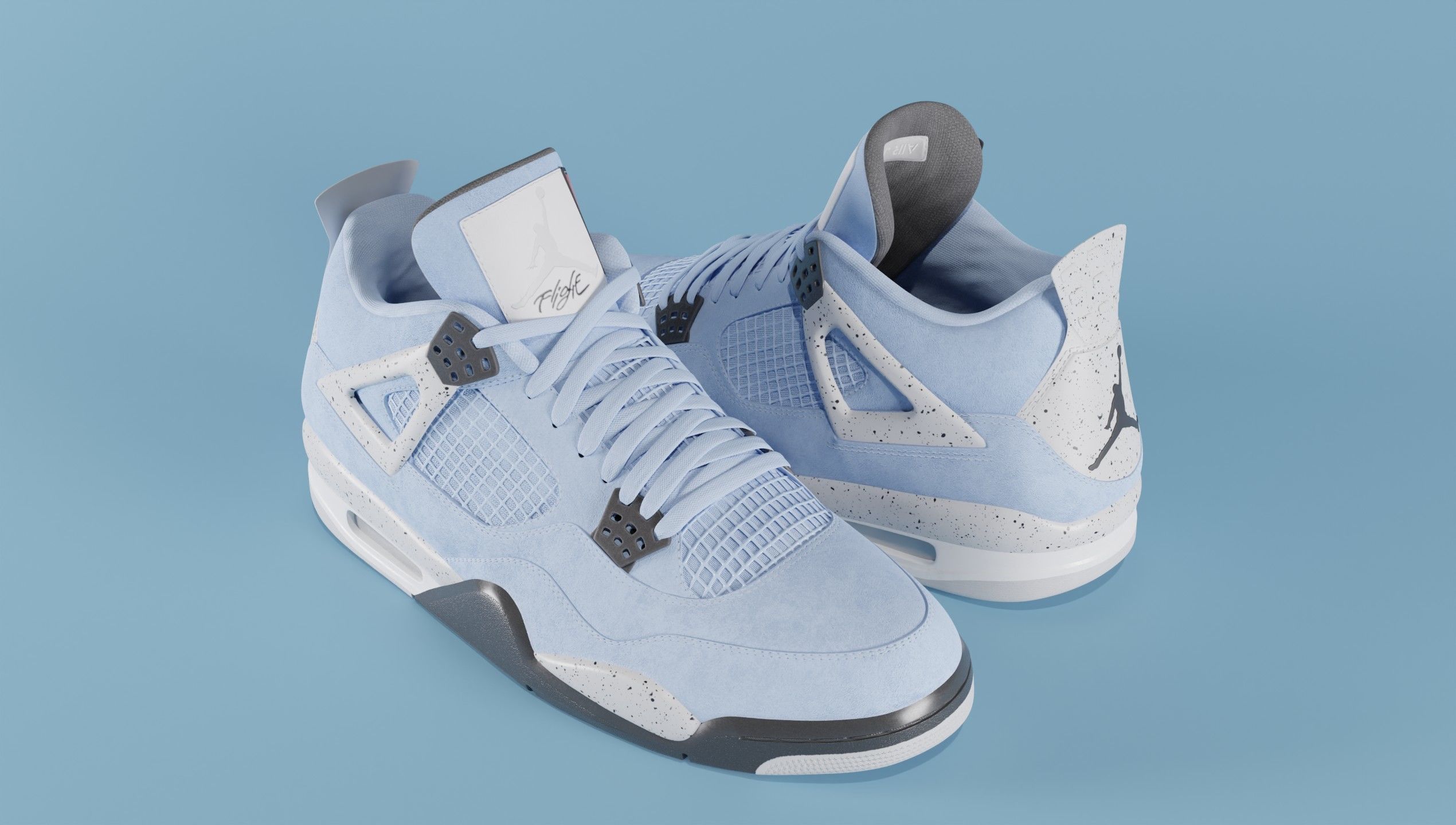 Nike Air Jordan 4 University Blue Shoe Low-poly 3D model_26
