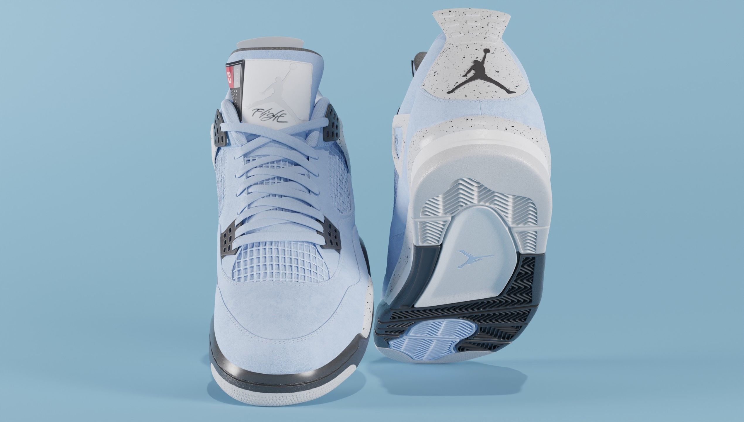 Nike Air Jordan 4 University Blue Shoe Low-poly 3D model_14