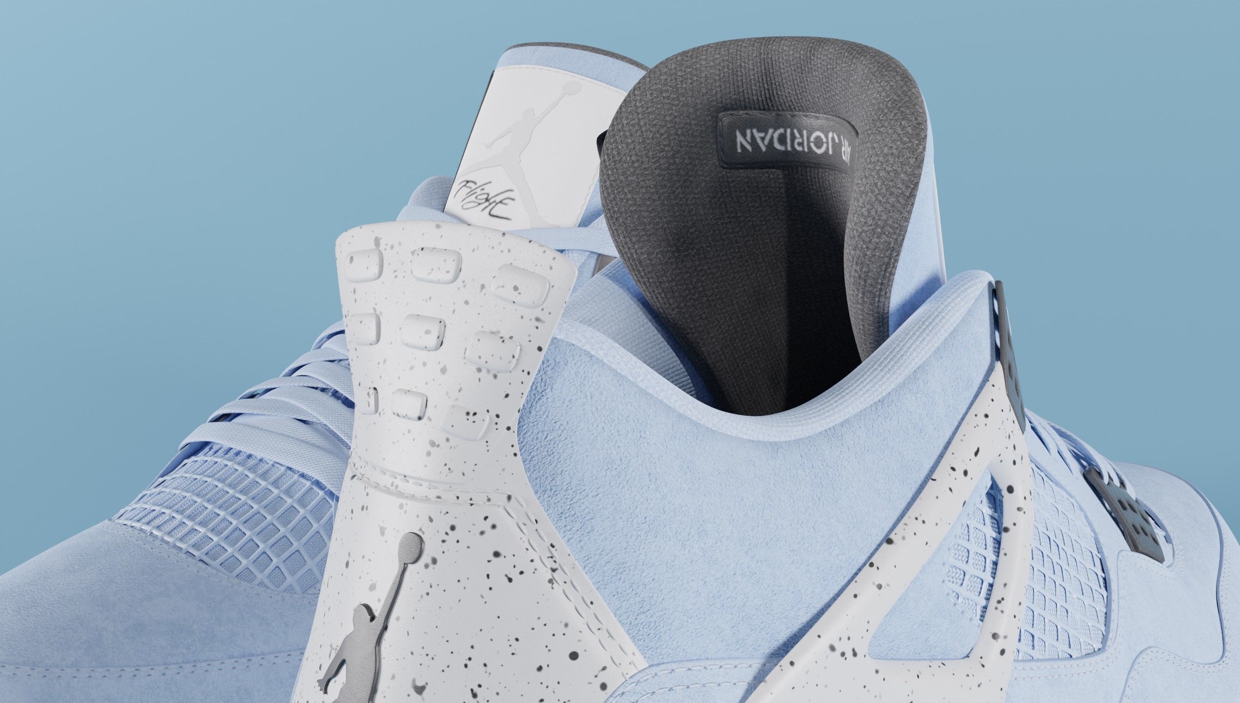 Nike Air Jordan 4 University Blue Shoe Low-poly 3D model_40