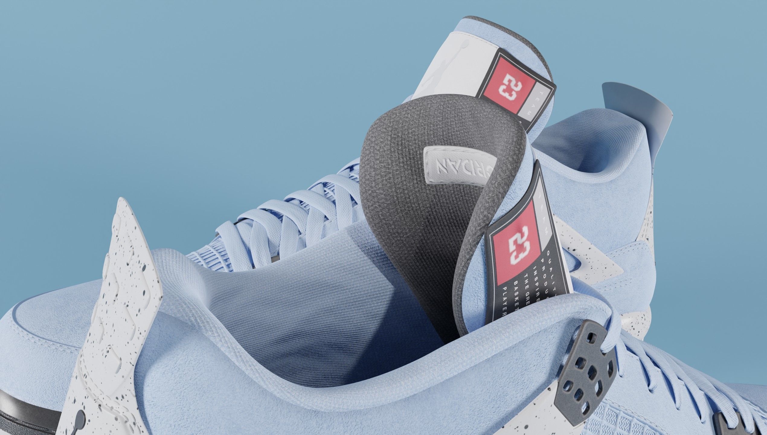 Nike Air Jordan 4 University Blue Shoe Low-poly 3D model_62