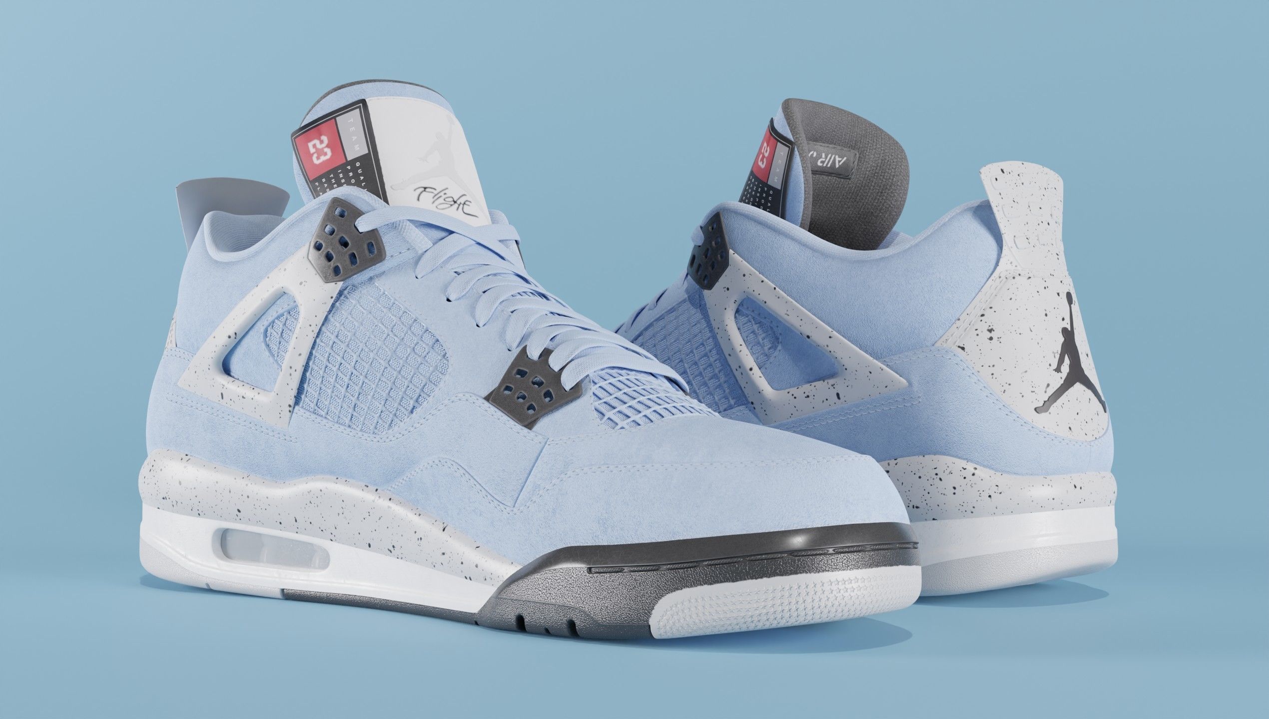Nike Air Jordan 4 University Blue Shoe Low-poly 3D model_50