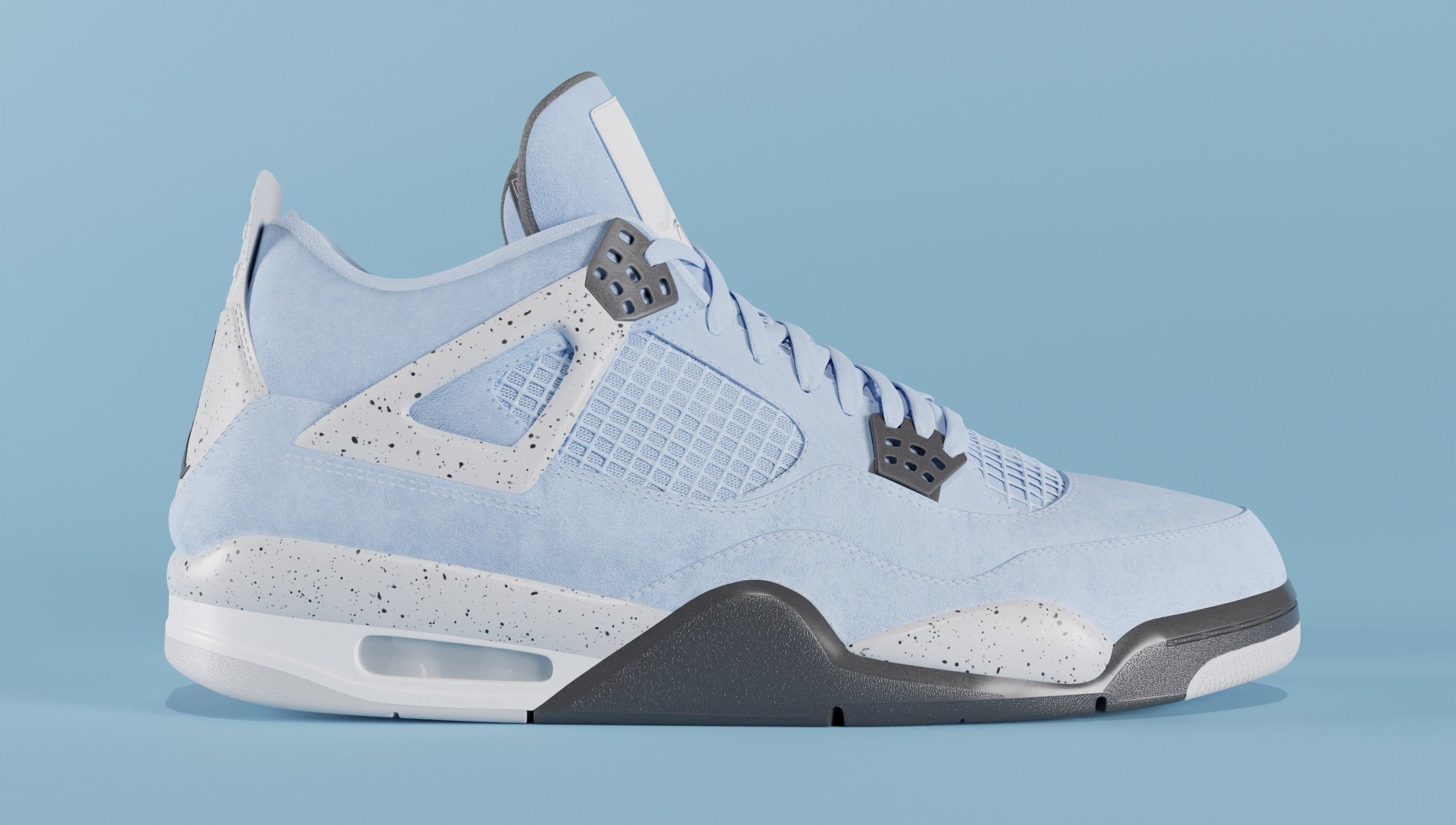 Nike Air Jordan 4 University Blue Shoe Low-poly 3D model_6