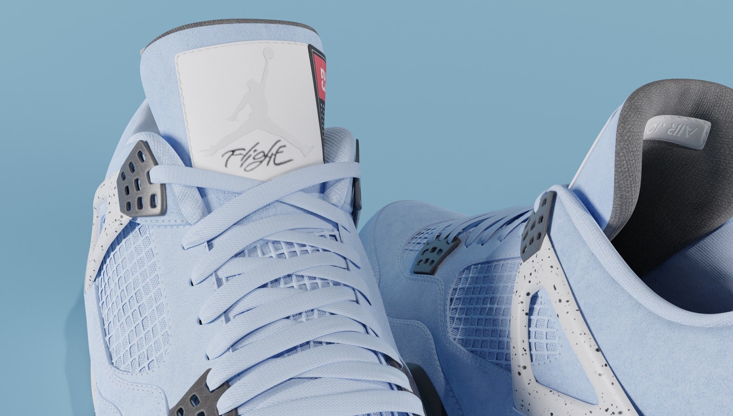 Nike Air Jordan 4 University Blue Shoe Low-poly 3D model_63