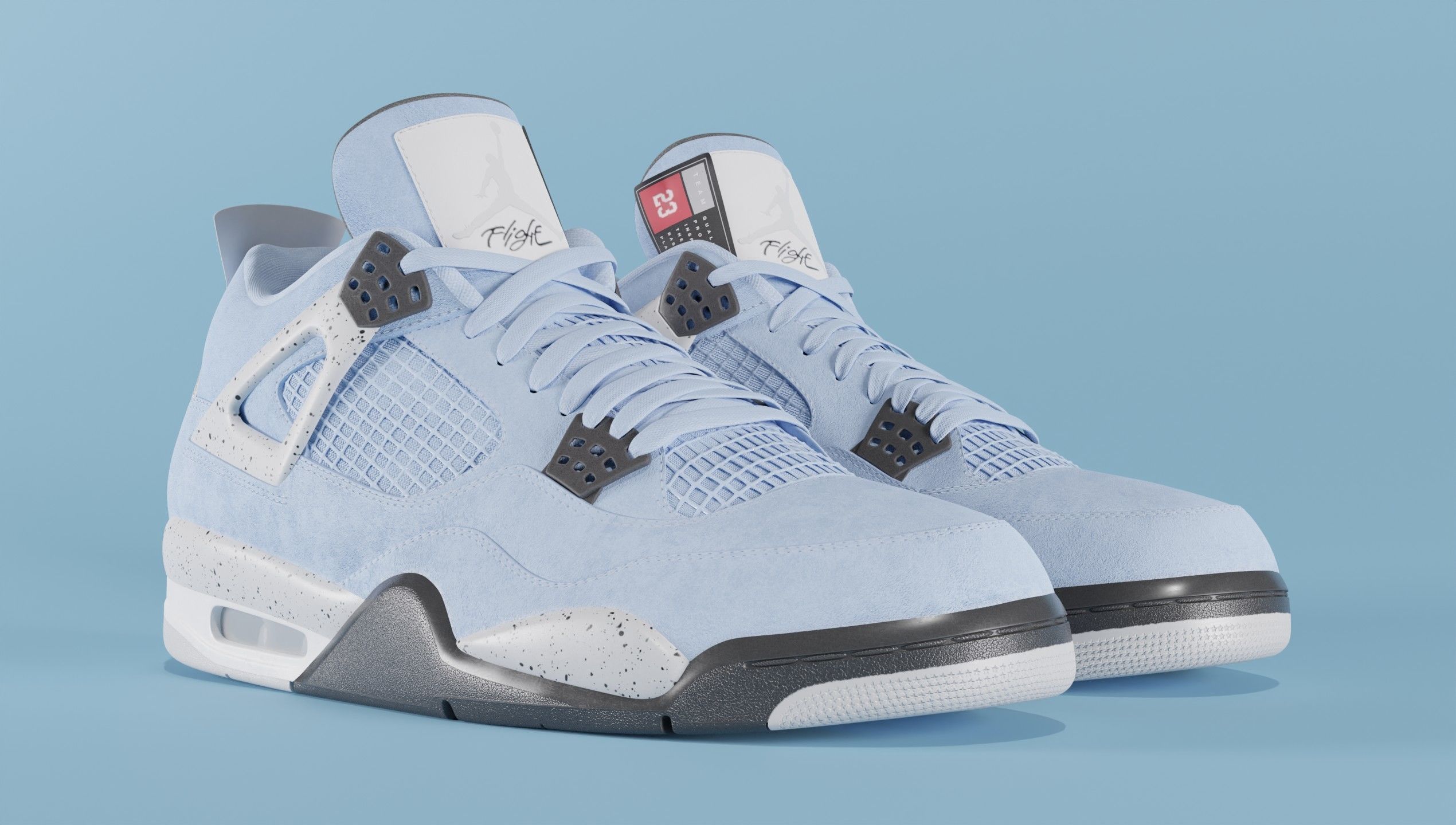 Nike Air Jordan 4 University Blue Shoe Low-poly 3D model_19