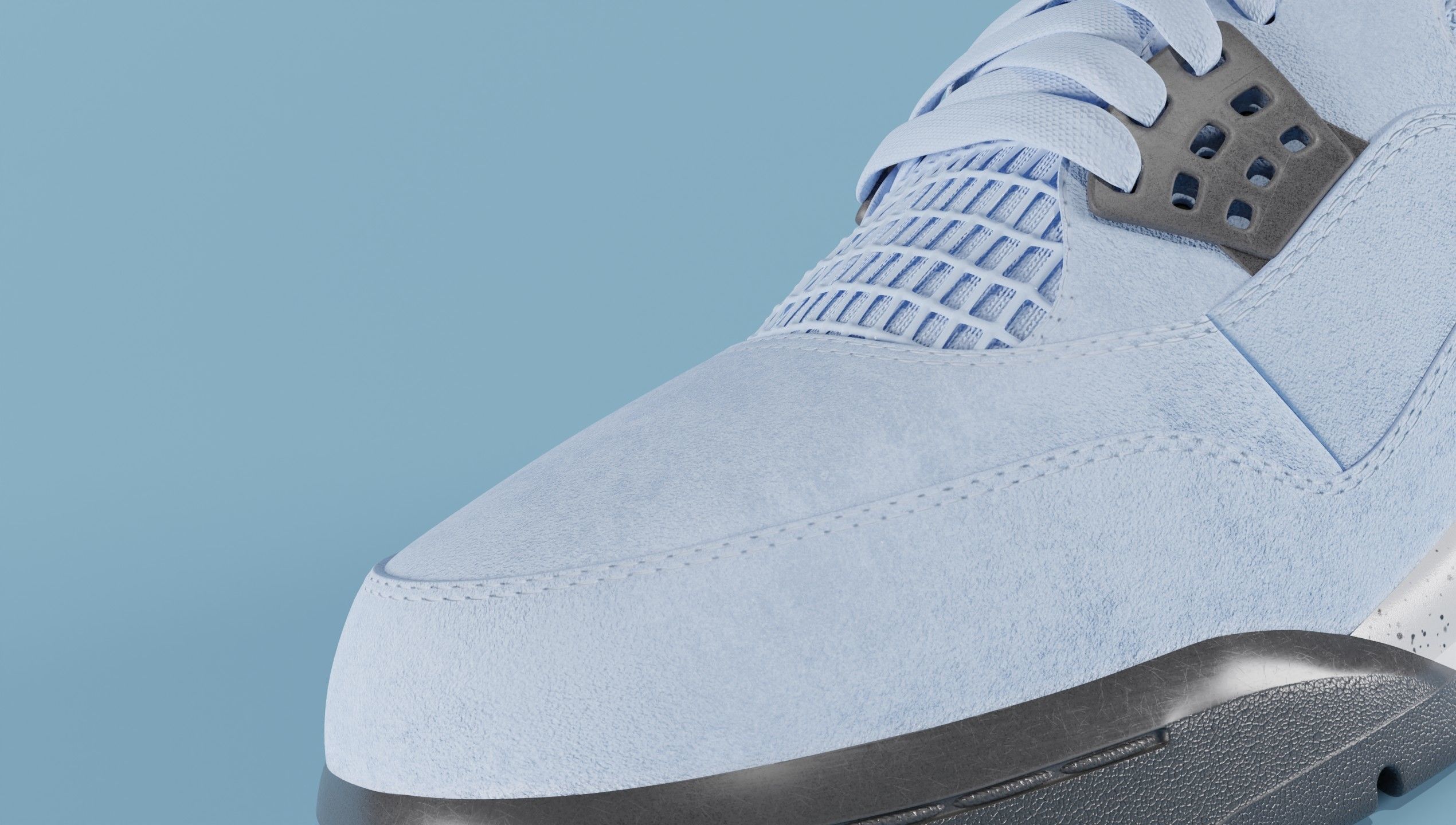 Nike Air Jordan 4 University Blue Shoe Low-poly 3D model_22