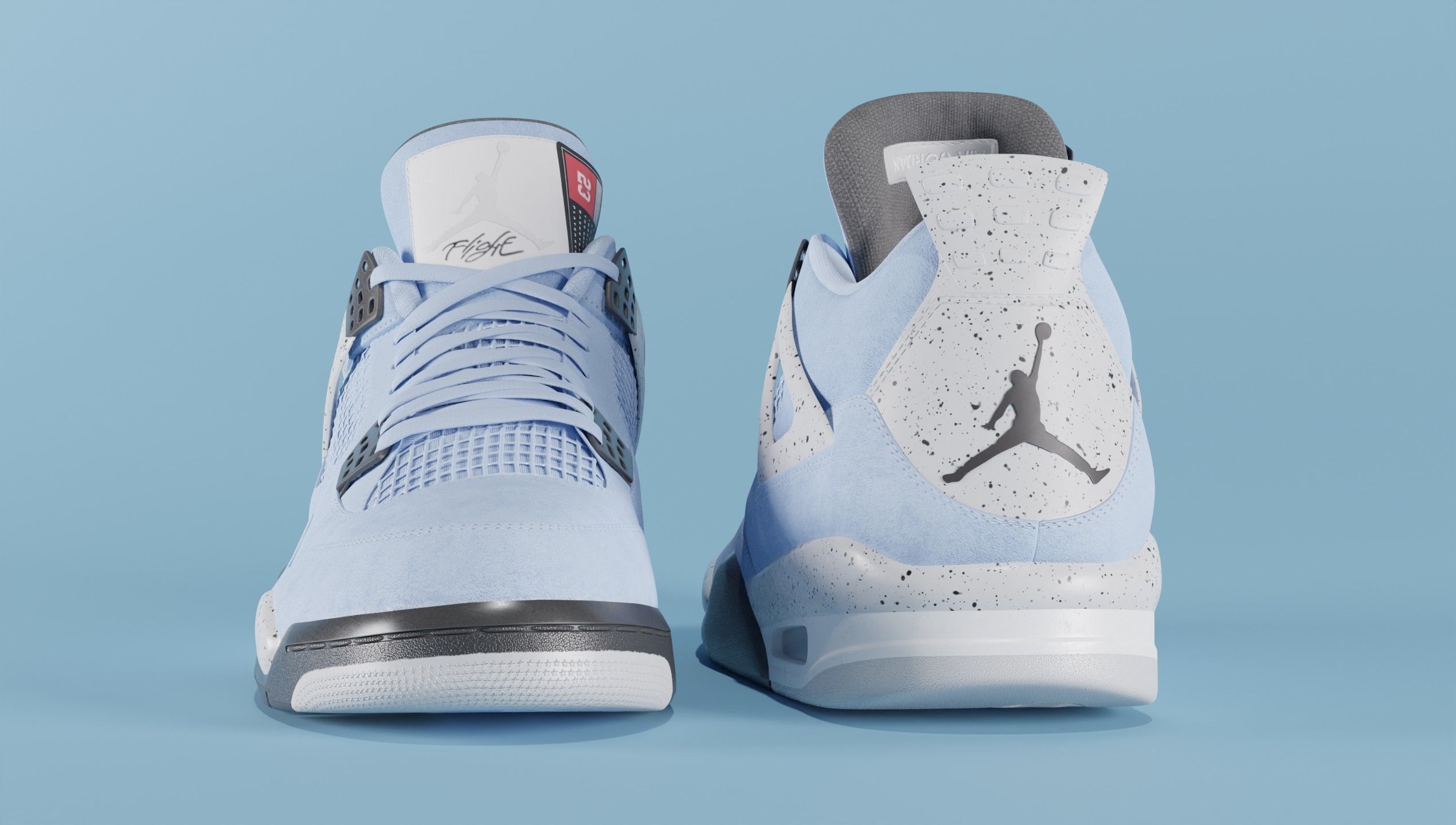 Nike Air Jordan 4 University Blue Shoe Low-poly 3D model_60