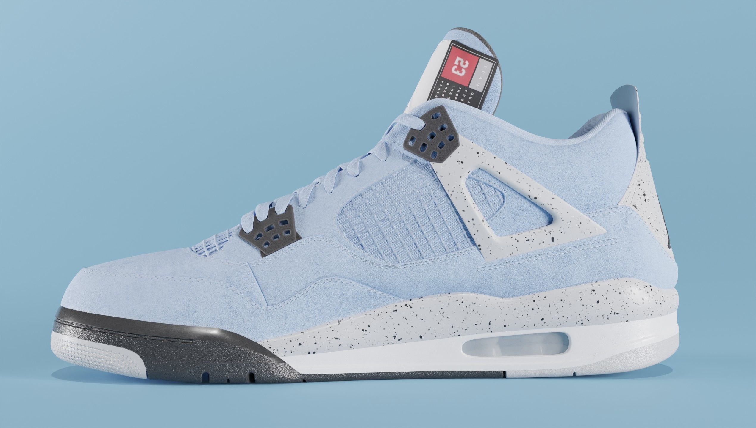 Nike Air Jordan 4 University Blue Shoe Low-poly 3D model_8
