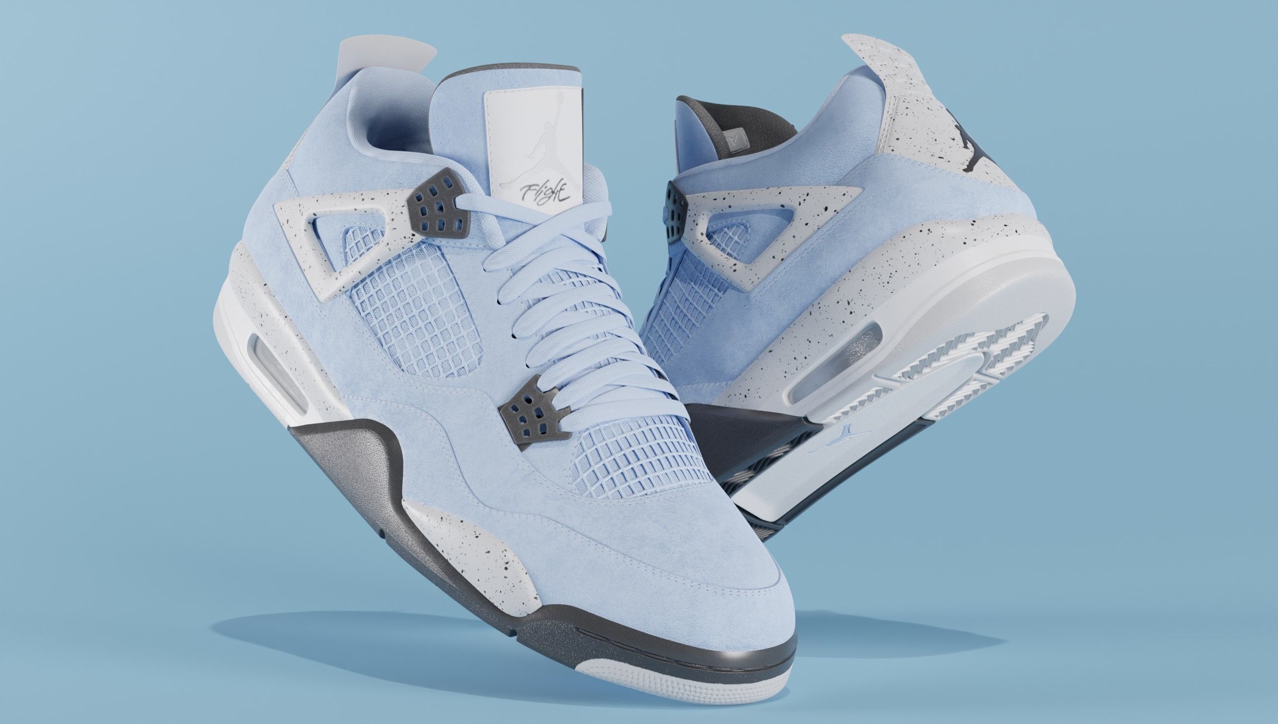Nike Air Jordan 4 University Blue Shoe Low-poly 3D model_1