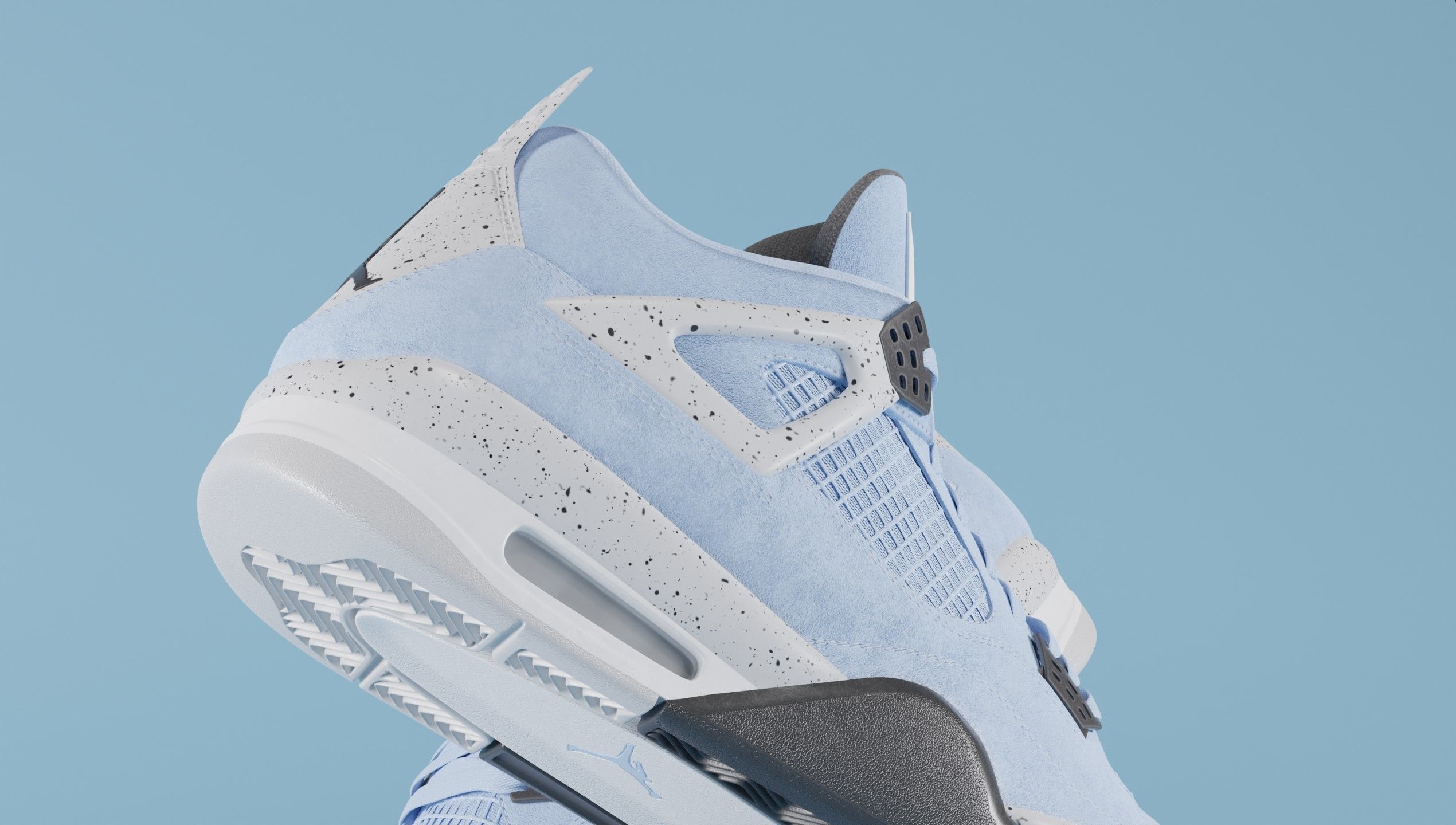 Nike Air Jordan 4 University Blue Shoe Low-poly 3D model_12