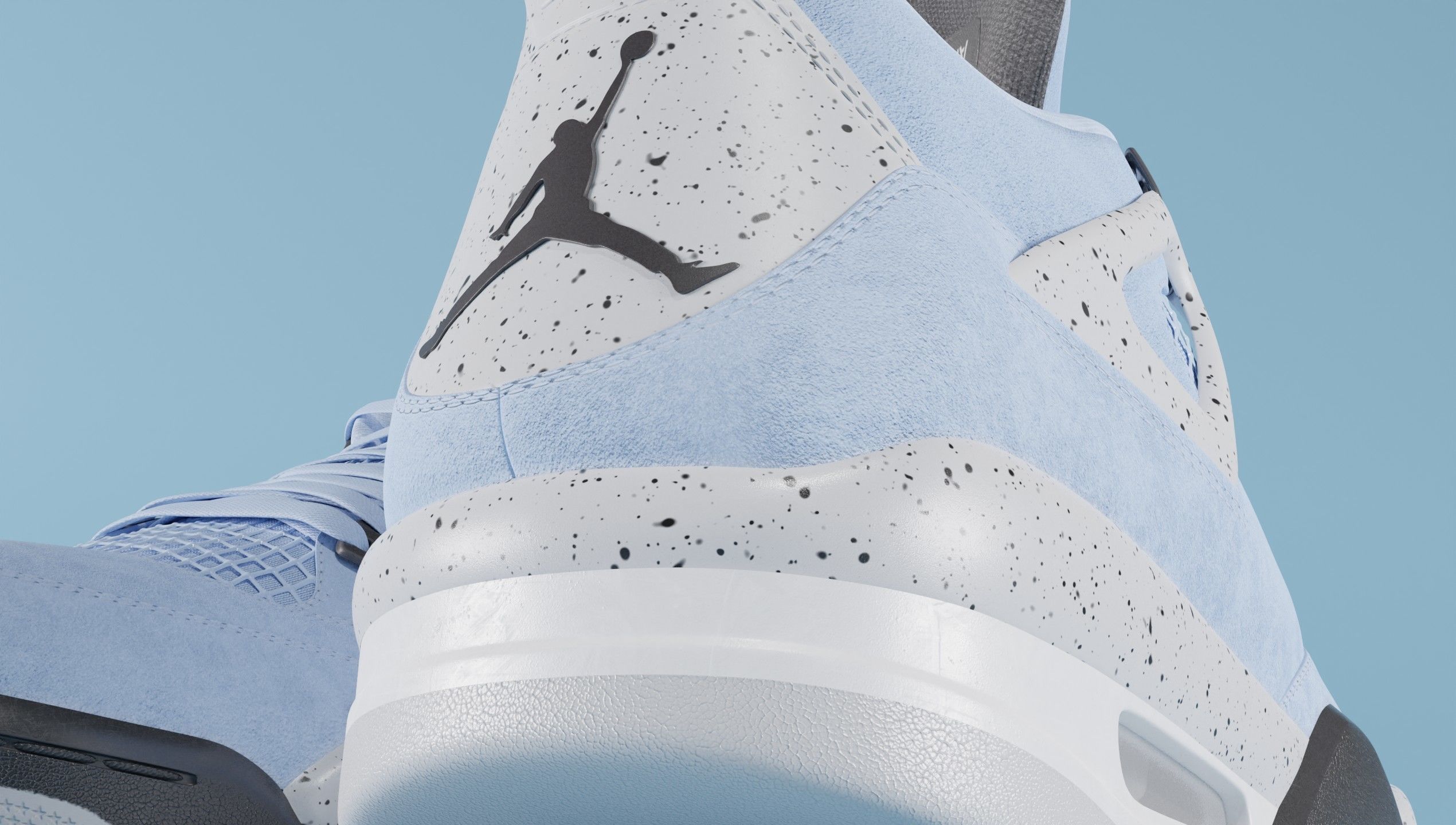 Nike Air Jordan 4 University Blue Shoe Low-poly 3D model_42