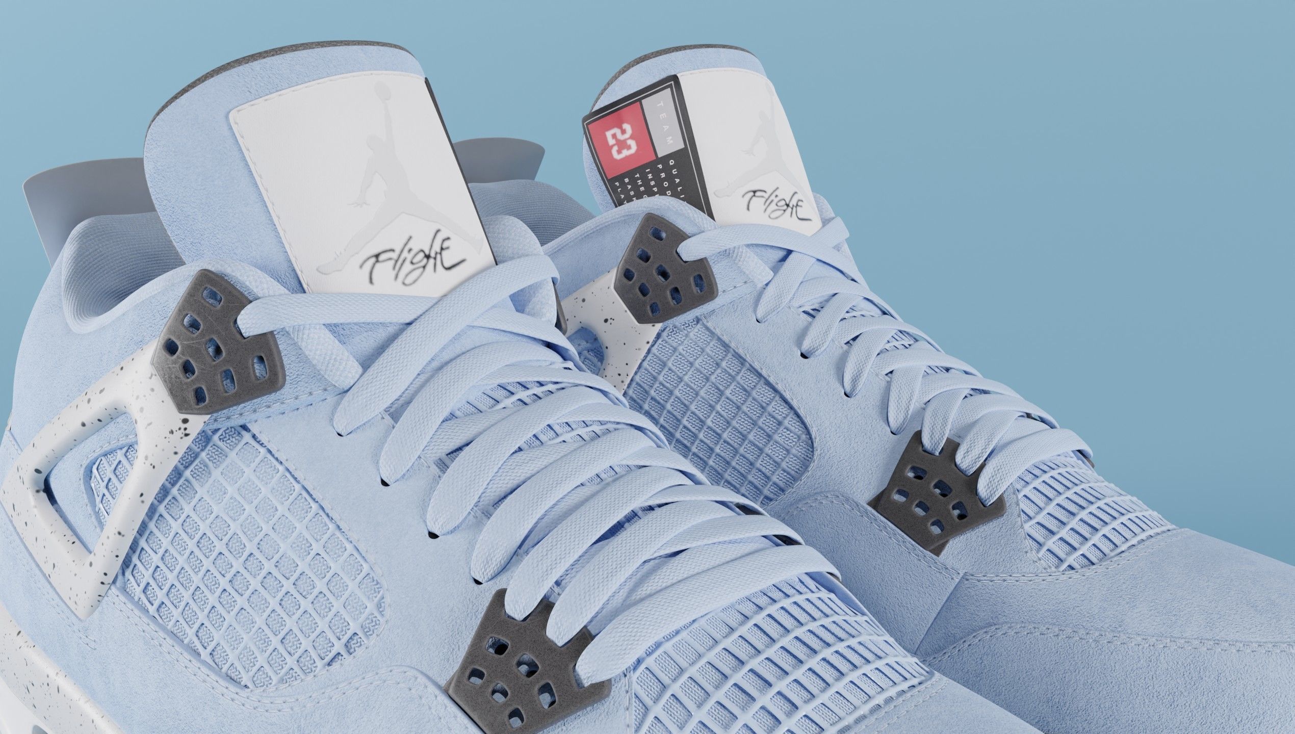 Nike Air Jordan 4 University Blue Shoe Low-poly 3D model_3
