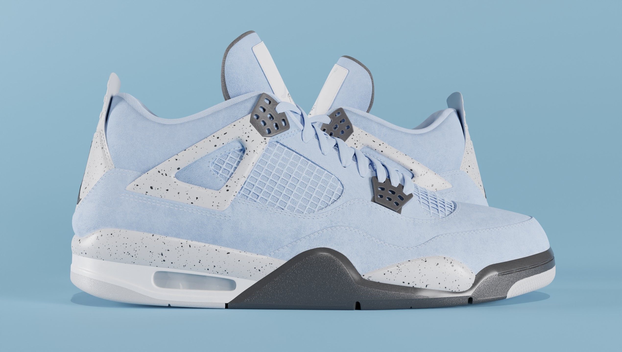 Nike Air Jordan 4 University Blue Shoe Low-poly 3D model_30