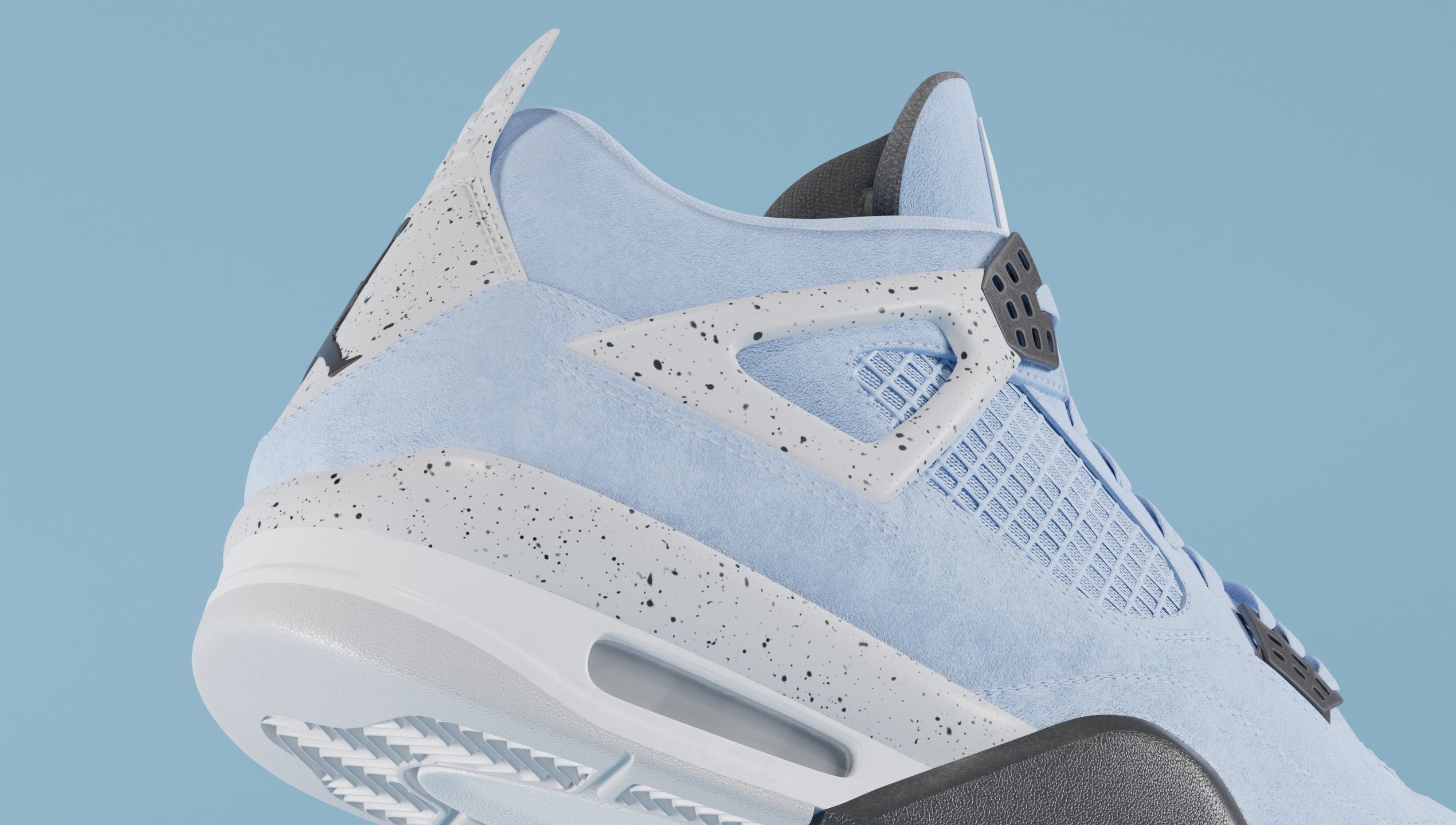 Nike Air Jordan 4 University Blue Shoe Low-poly 3D model_4