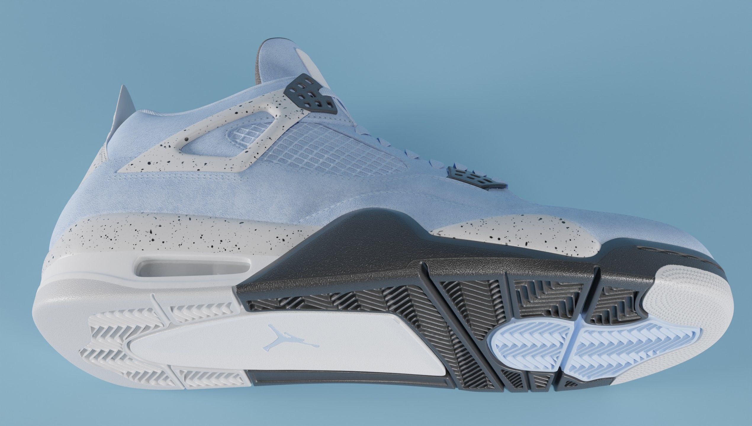 Nike Air Jordan 4 University Blue Shoe Low-poly 3D model_7