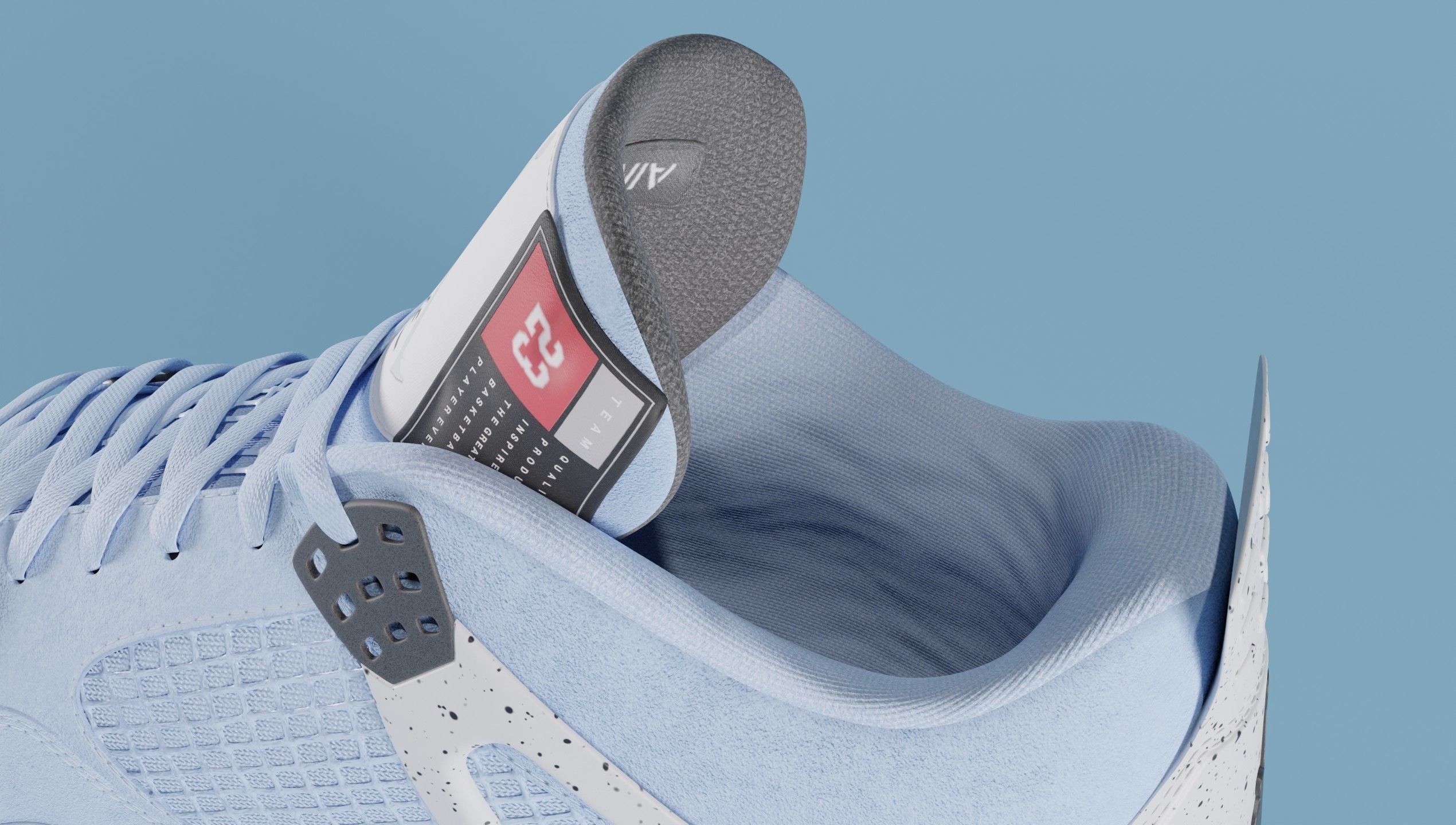 Nike Air Jordan 4 University Blue Shoe Low-poly 3D model_5