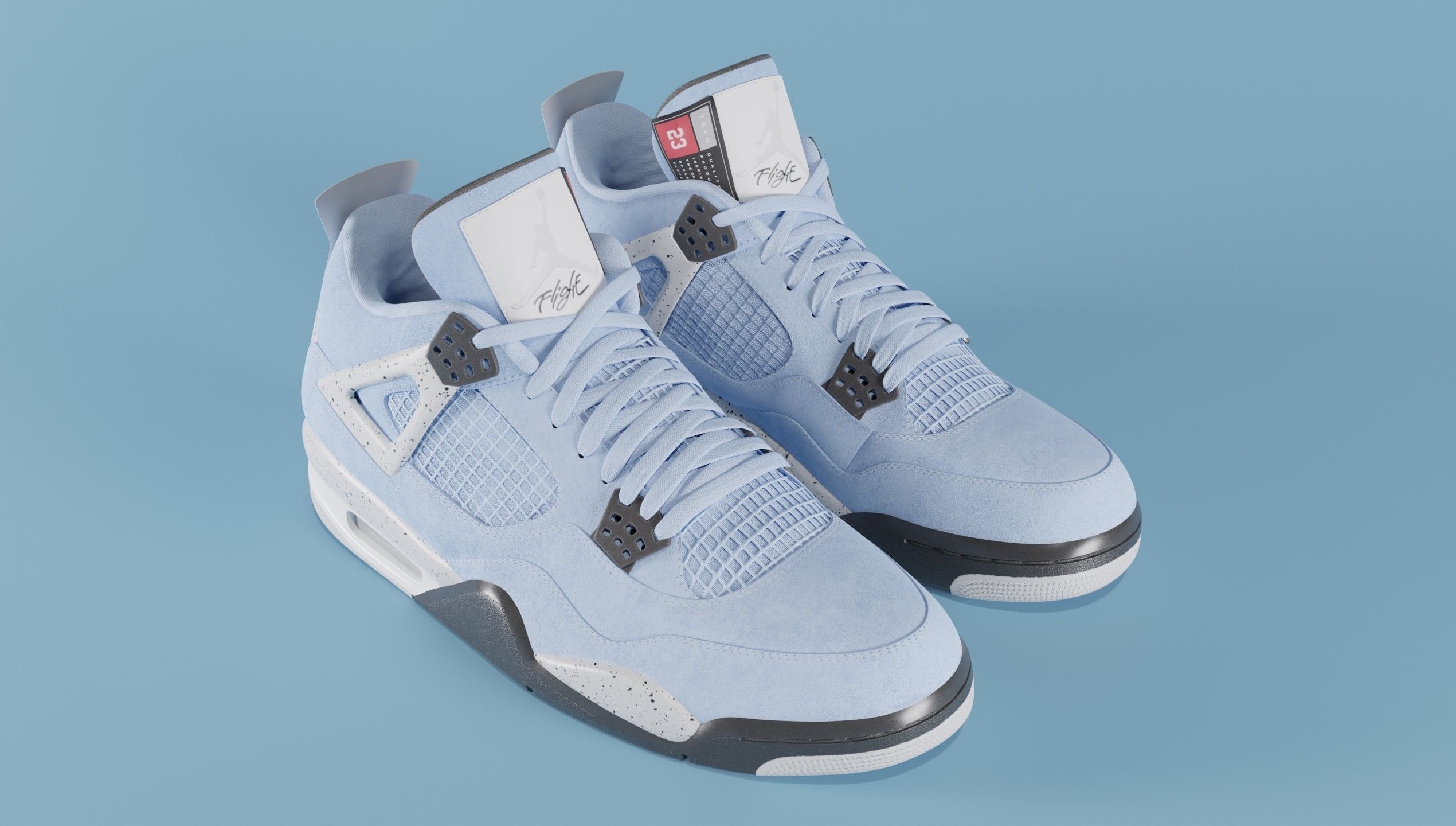 Nike Air Jordan 4 University Blue Shoe Low-poly 3D model_20