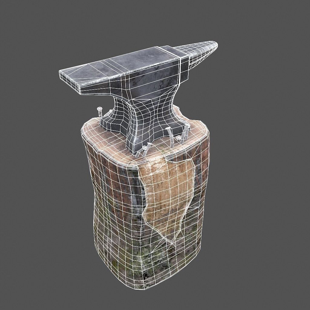 Anvil tree Stump Low-poly 3D model_21