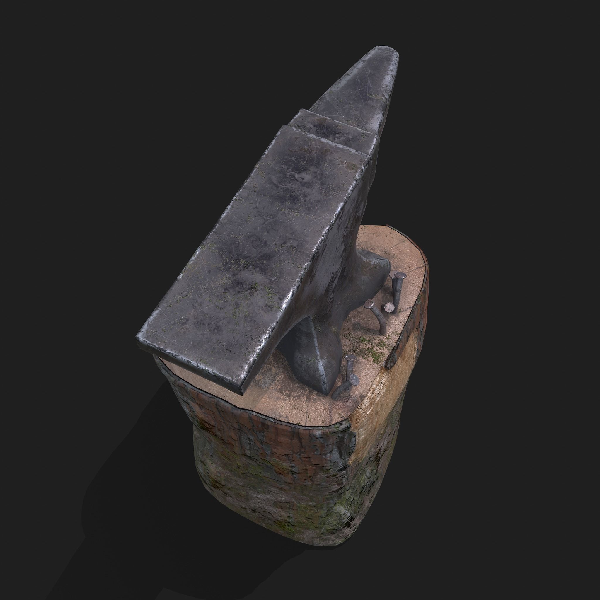 Anvil tree Stump Low-poly 3D model_3