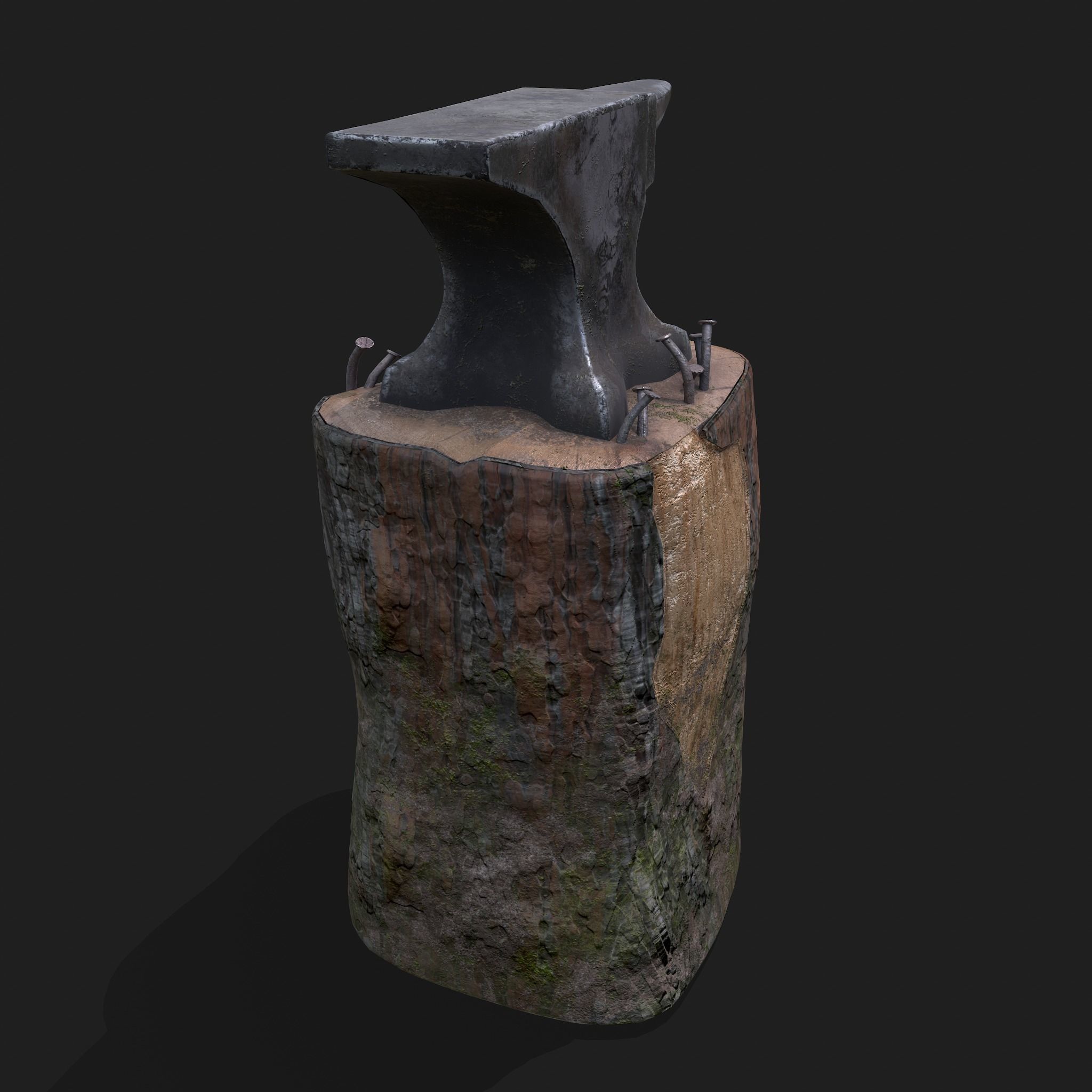 Anvil tree Stump Low-poly 3D model_12
