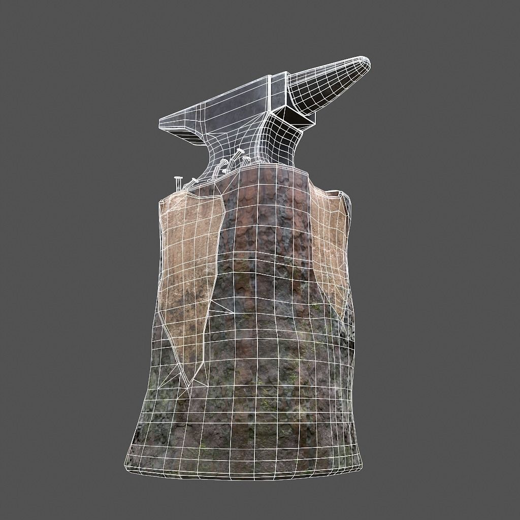 Anvil tree Stump Low-poly 3D model_30