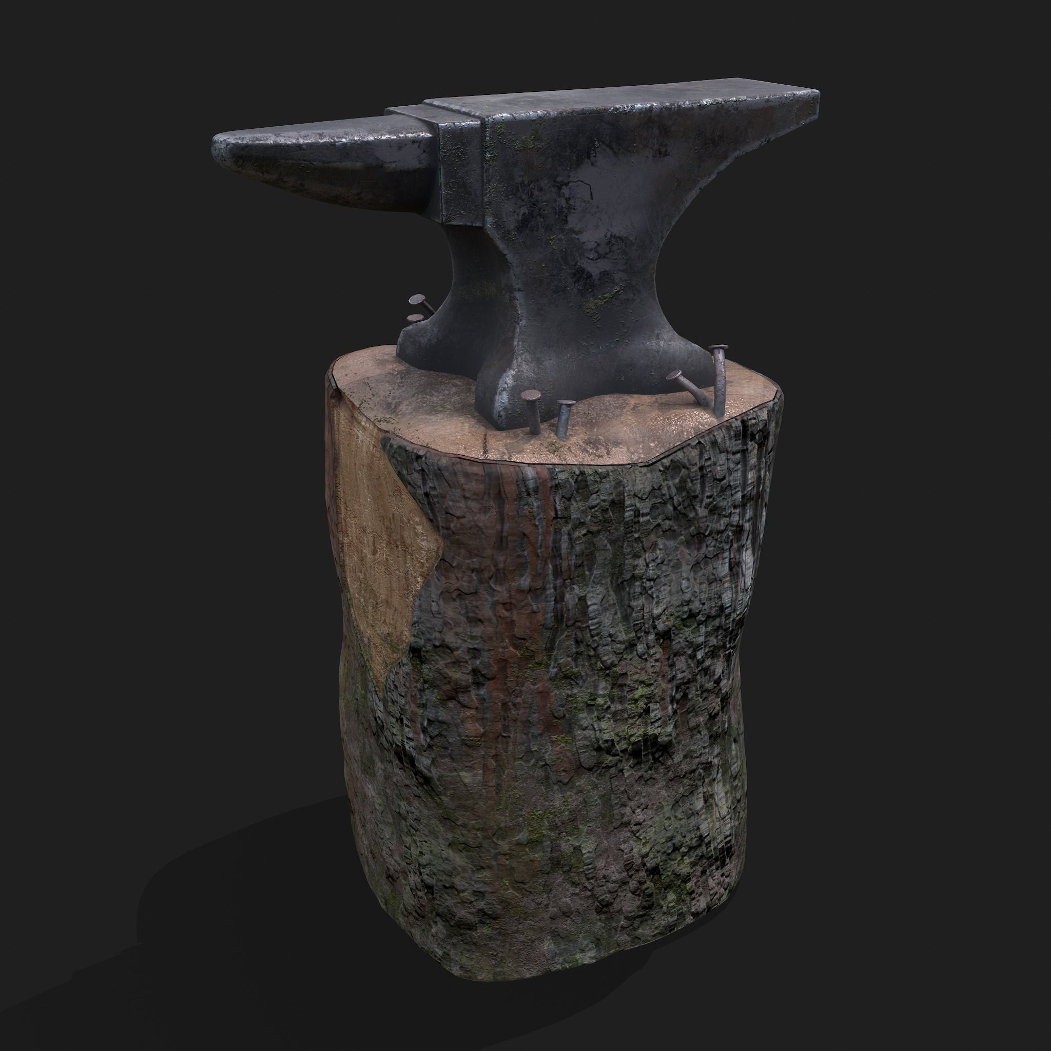 Anvil tree Stump Low-poly 3D model_17