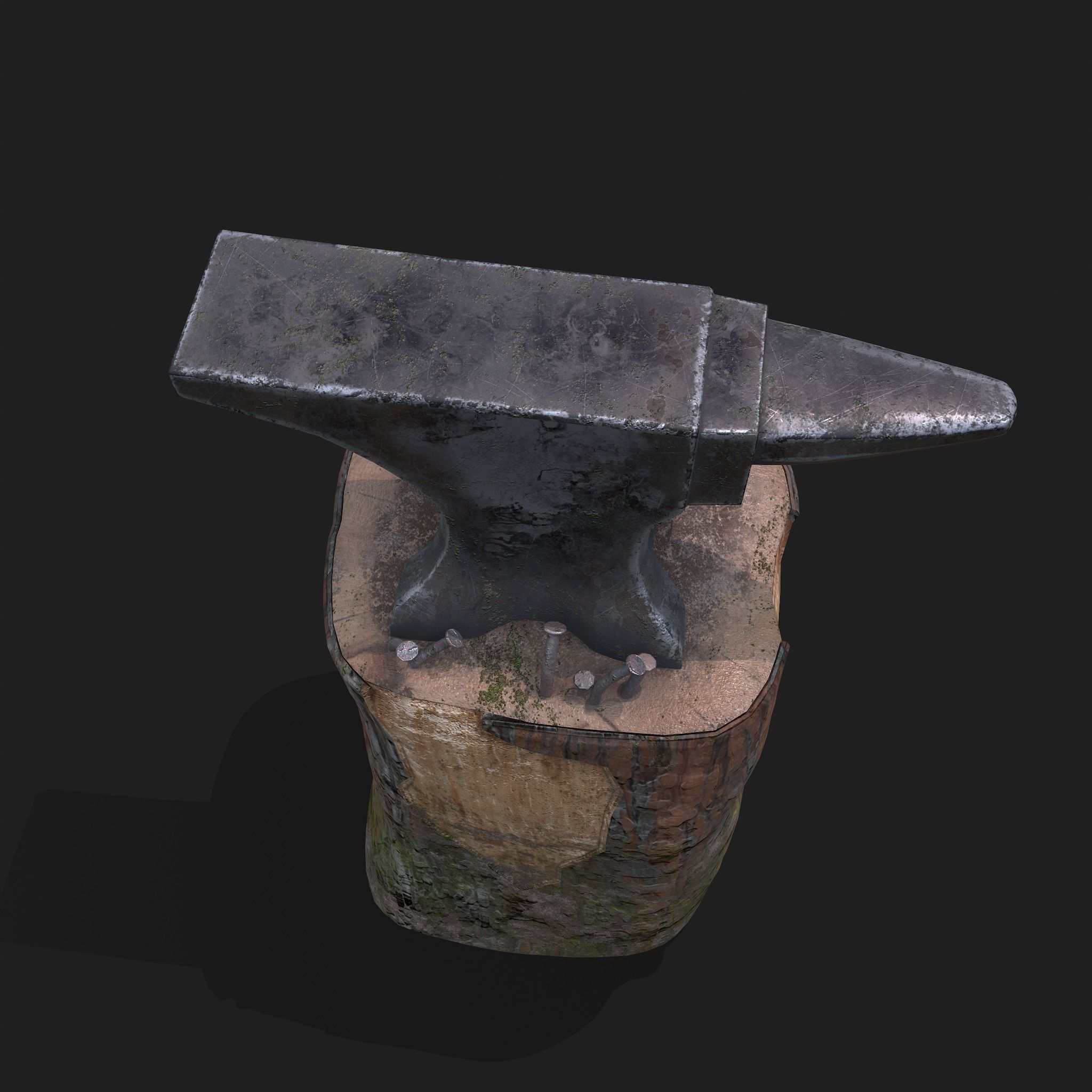 Anvil tree Stump Low-poly 3D model_7