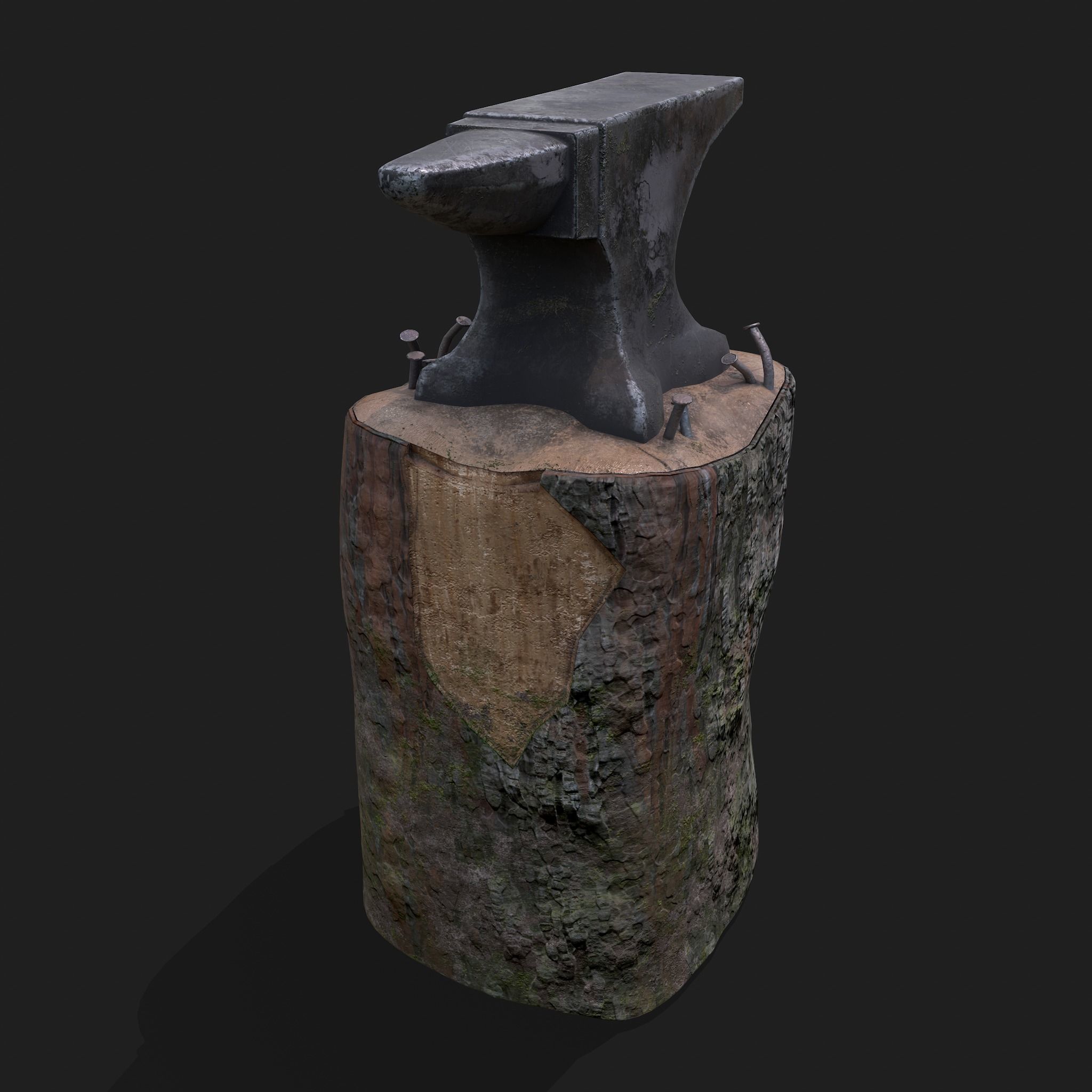 Anvil tree Stump Low-poly 3D model_18
