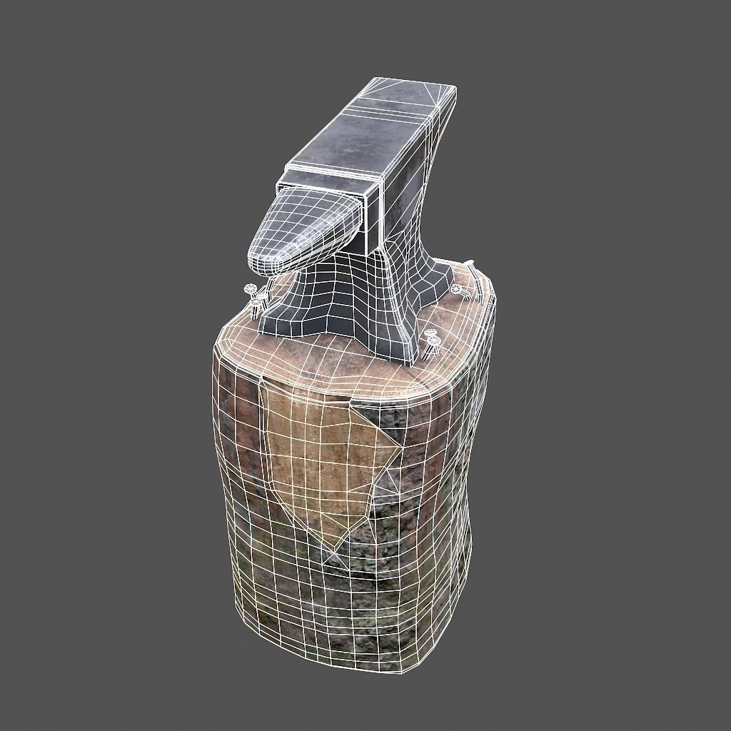 Anvil tree Stump Low-poly 3D model_24