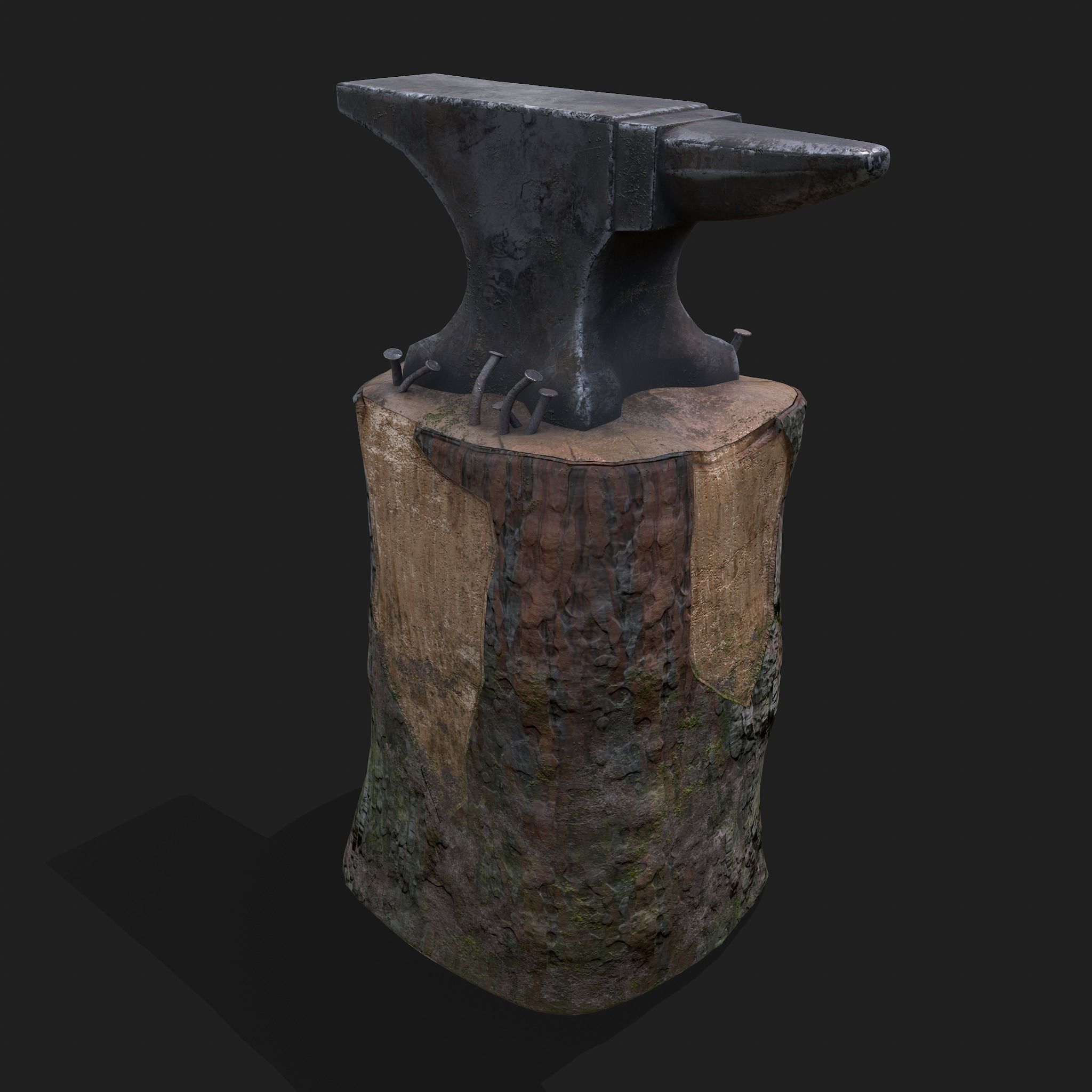Anvil tree Stump Low-poly 3D model_20