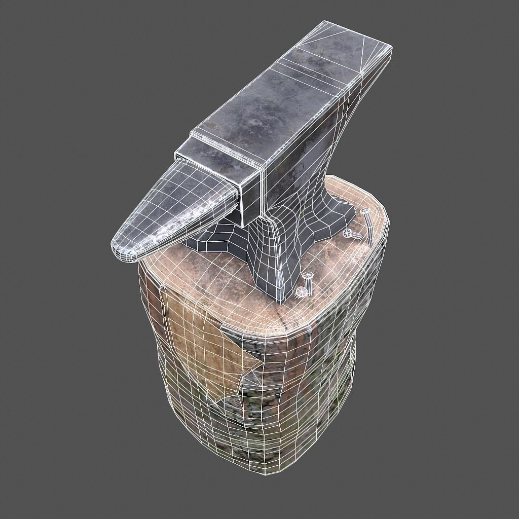 Anvil tree Stump Low-poly 3D model_34