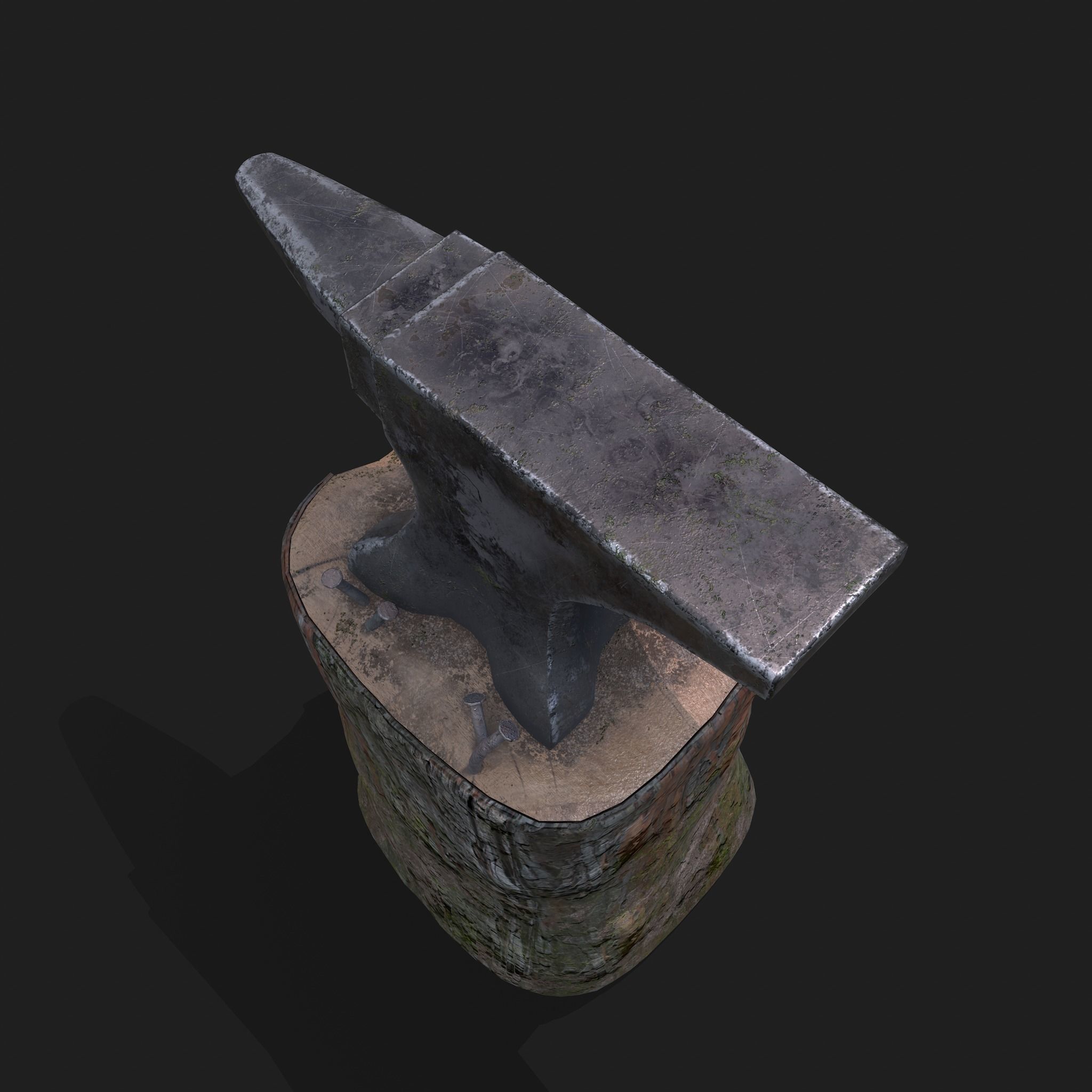 Anvil tree Stump Low-poly 3D model_4