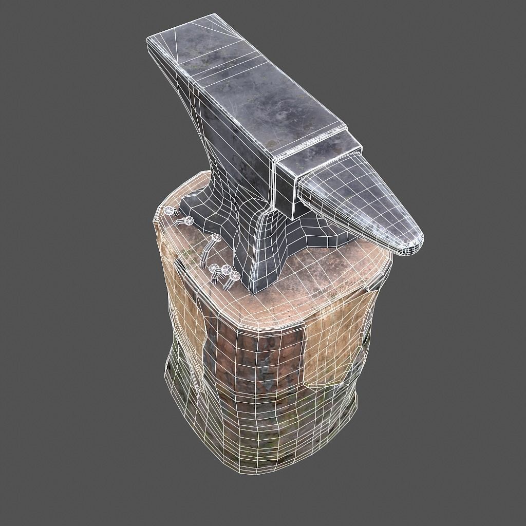 Anvil tree Stump Low-poly 3D model_35