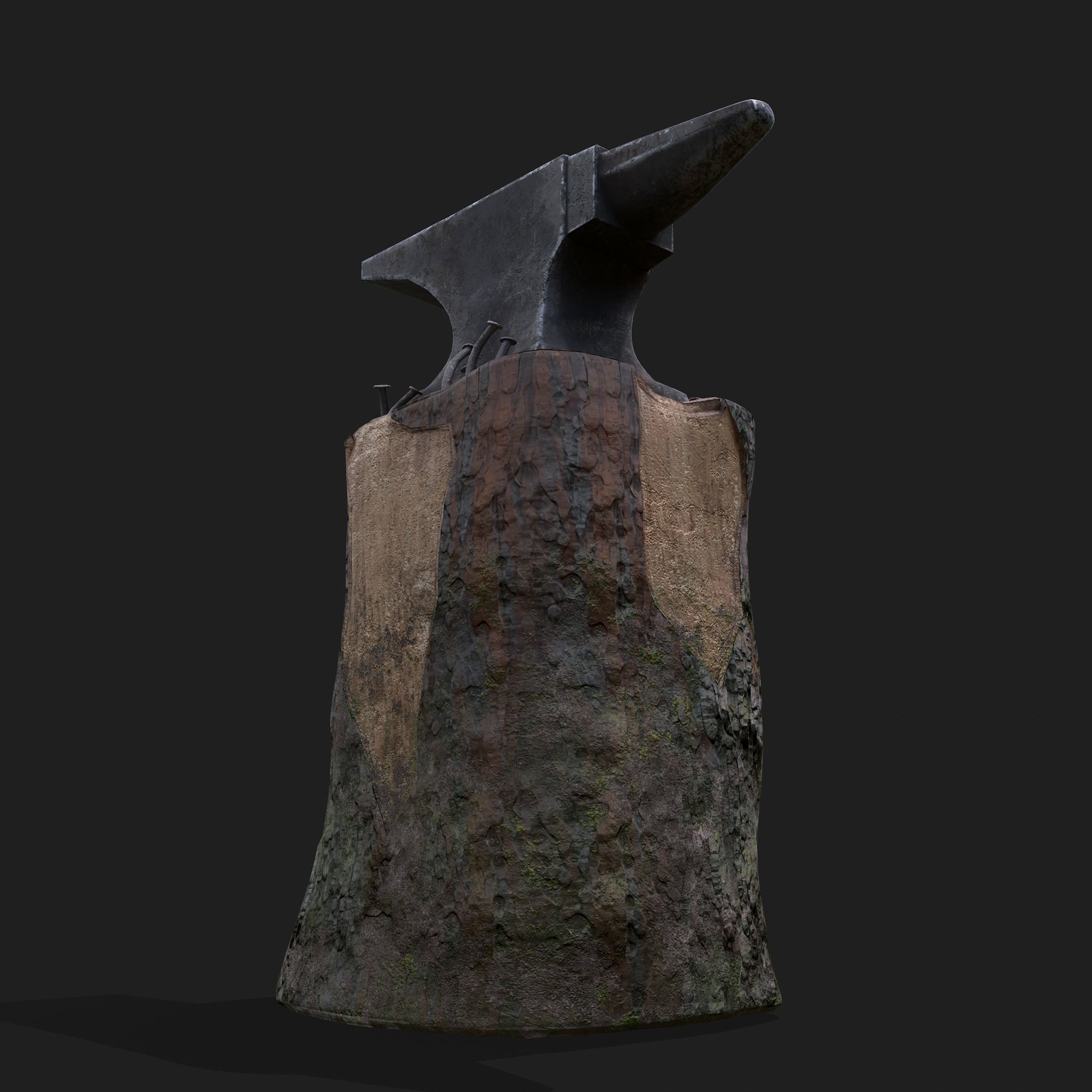Anvil tree Stump Low-poly 3D model_13