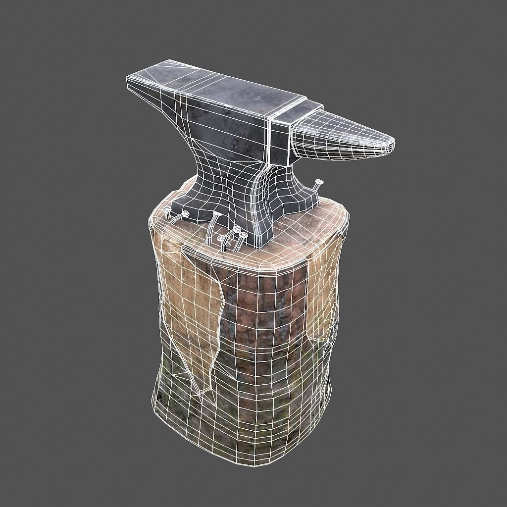Anvil tree Stump Low-poly 3D model_25