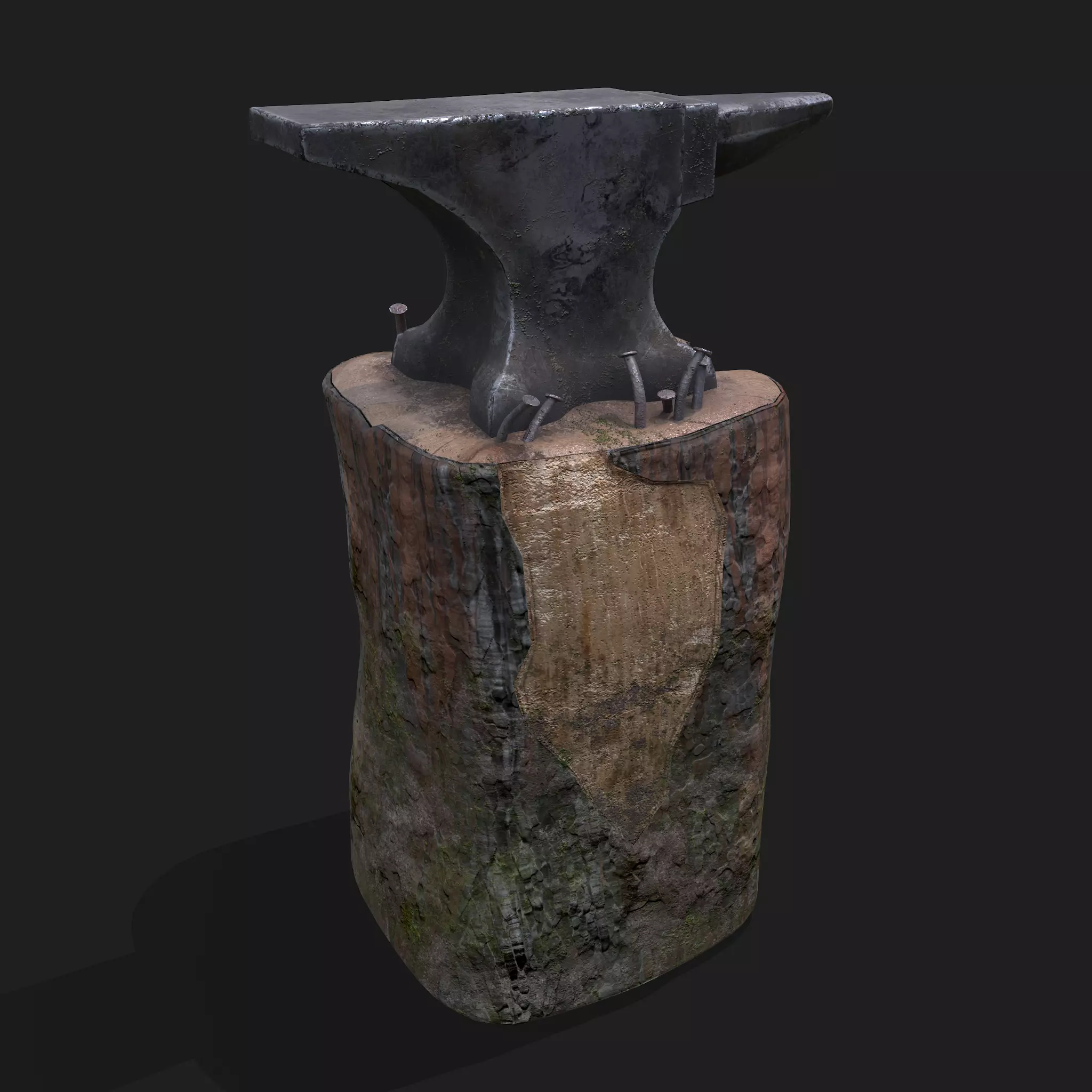 Anvil tree Stump Low-poly 3D model_0