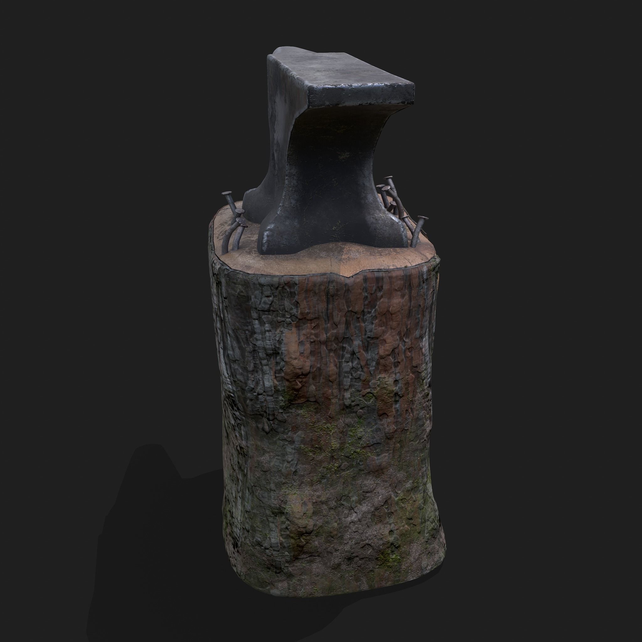 Anvil tree Stump Low-poly 3D model_14
