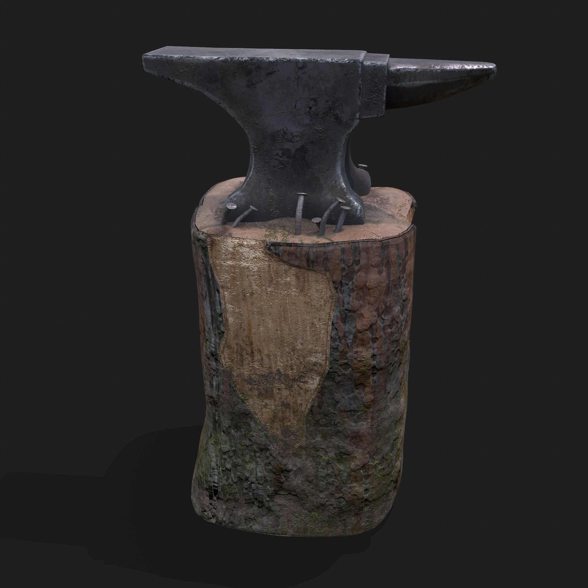 Anvil tree Stump Low-poly 3D model_2