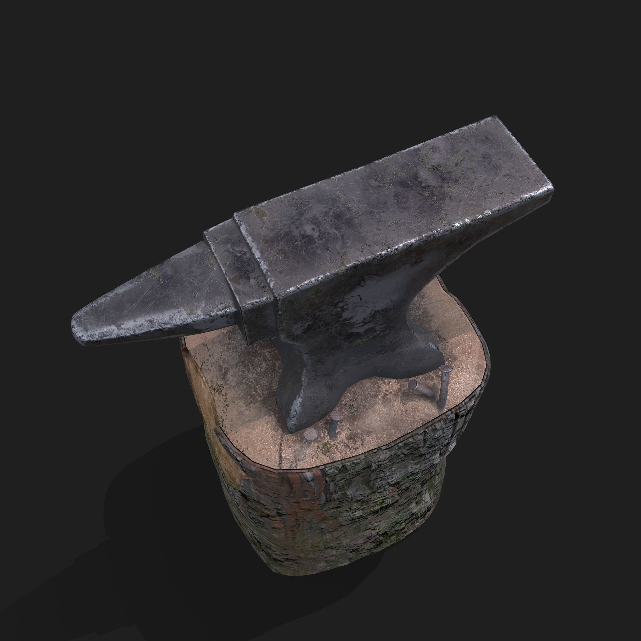 Anvil tree Stump Low-poly 3D model_5