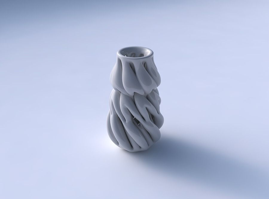 Vase with fat intertwining lines twisted 3D print model_3