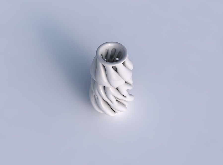 Vase with fat intertwining lines twisted 3D print model_1