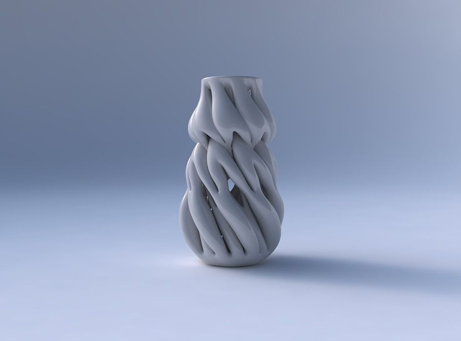 Vase with fat intertwining lines twisted 3D print model_4