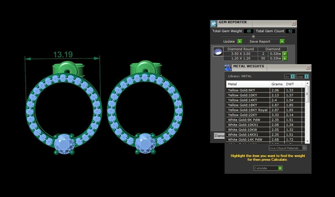 Diamond Jewelry Earring 3D print model_3